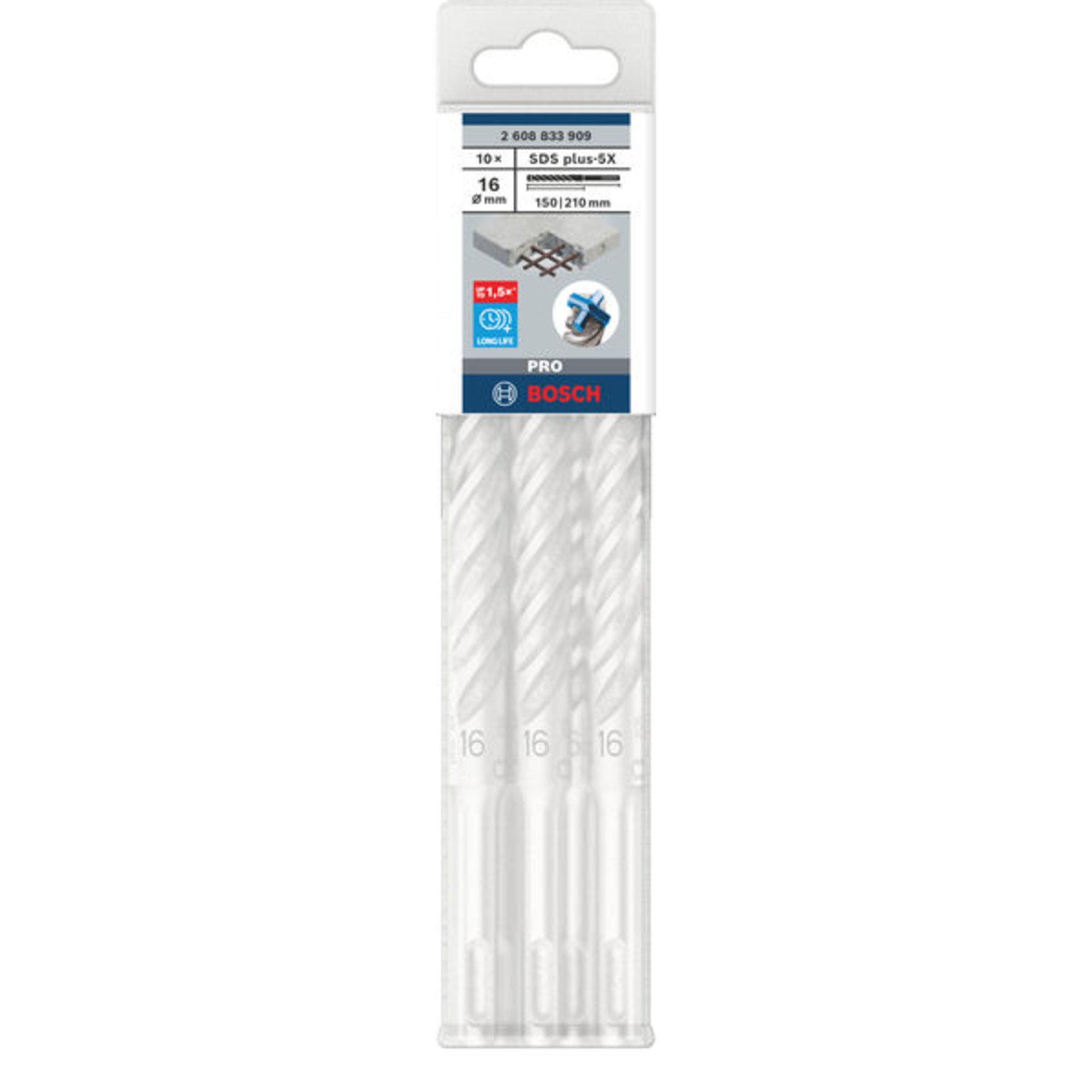 PRO SDS plus-5X Hammerbohrer, 16 x 150 x 210 mm, 10-tlg.