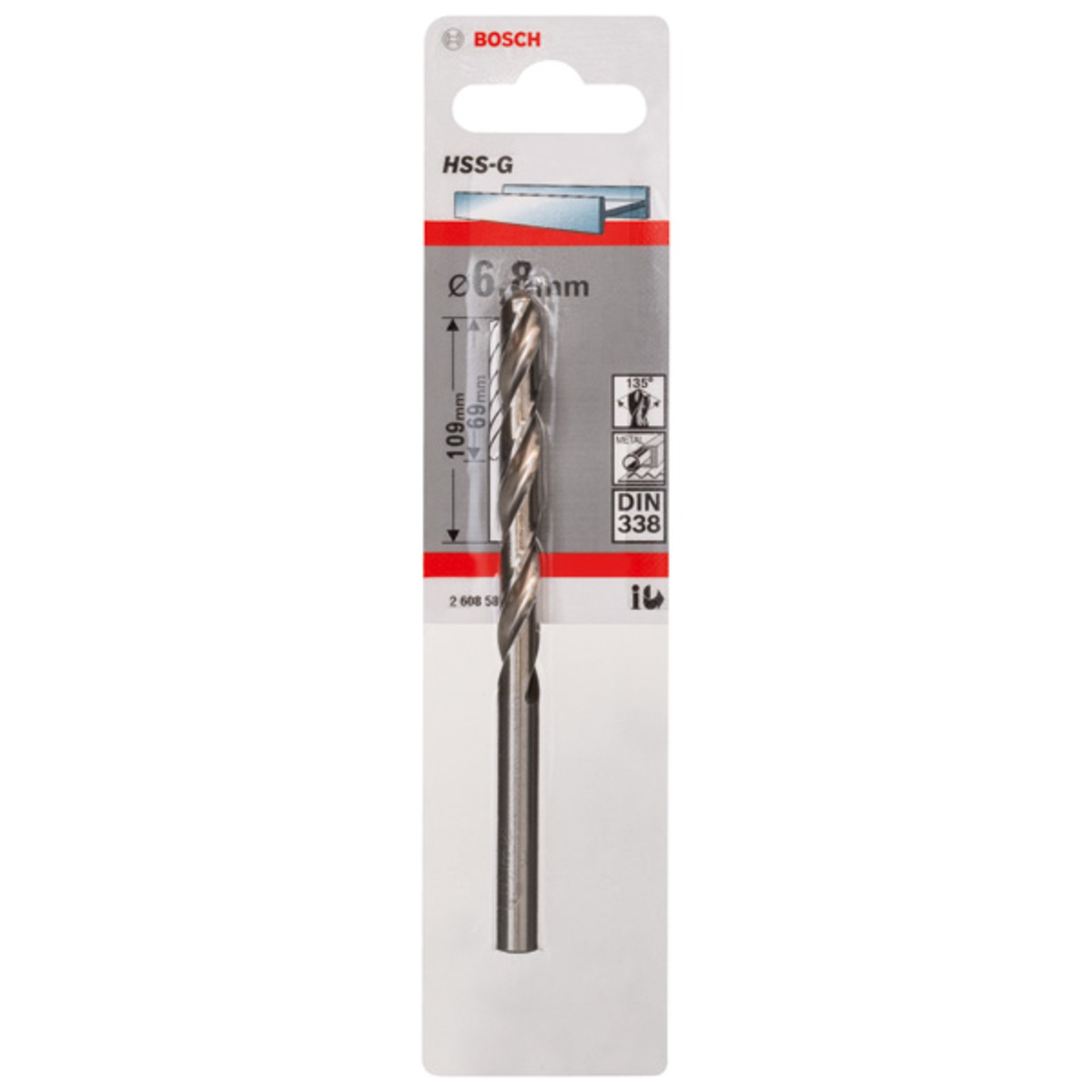 Metallbohrer HSS-G, DIN 338, 6,8 x 69 x 109 mm, 1er-Pack