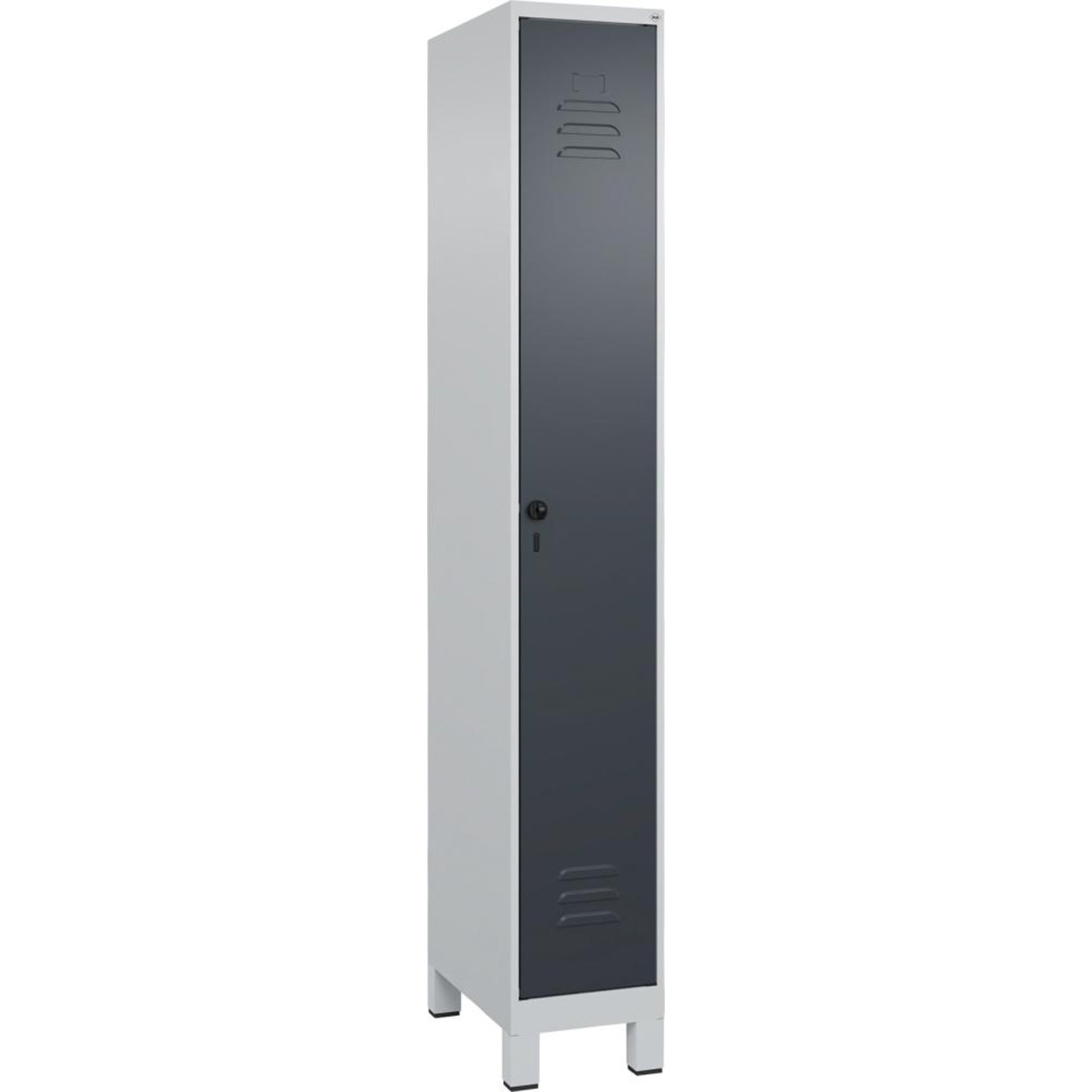 Gard.-Schrank TW CLASSIC B300xT500xH1950 mm RAL 7035/7016, 1 Abteil mit 100 mm hohen Füßen