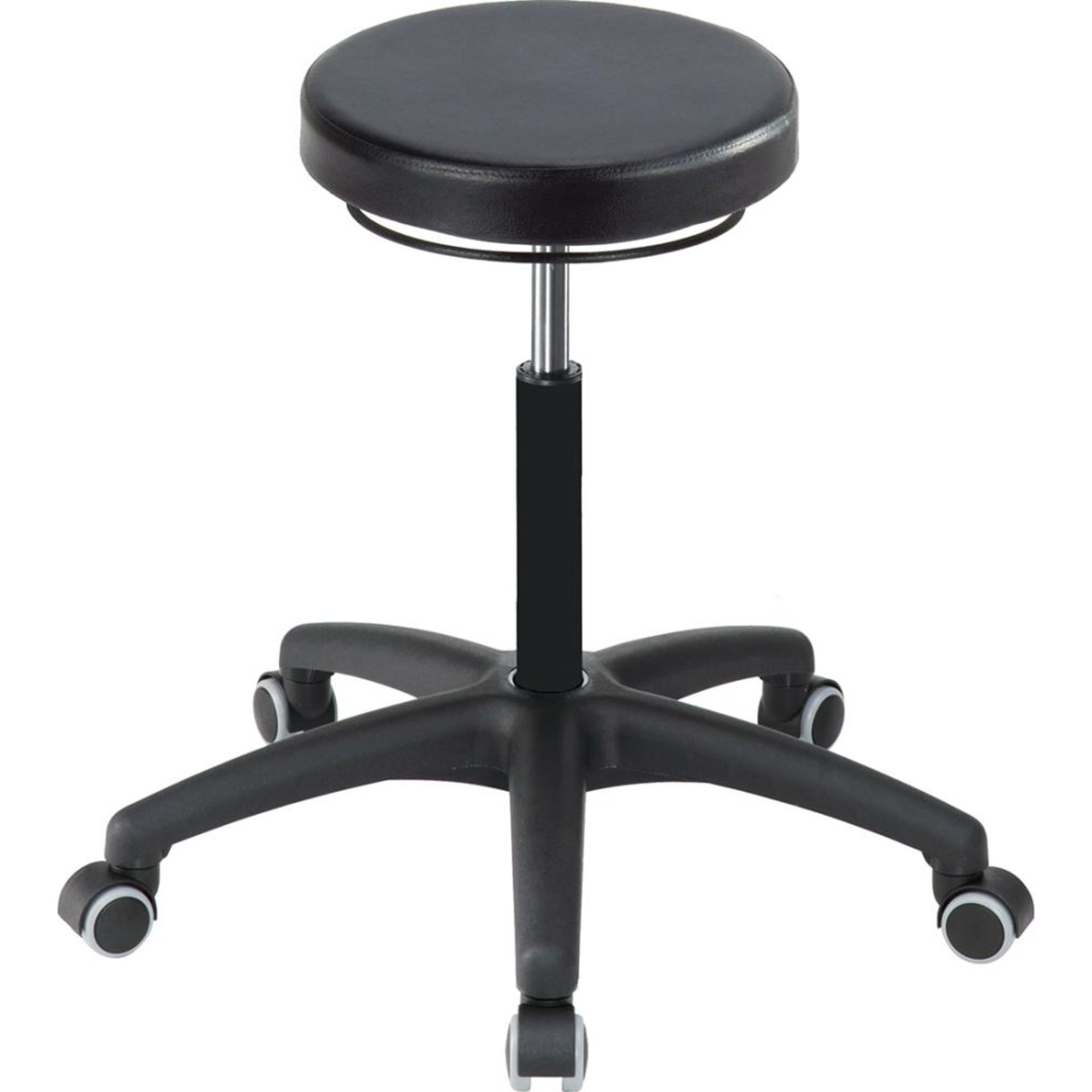 Drehhocker Pu-Schaum schwarz Sitzhöhe 425-555 mm mir Rollen