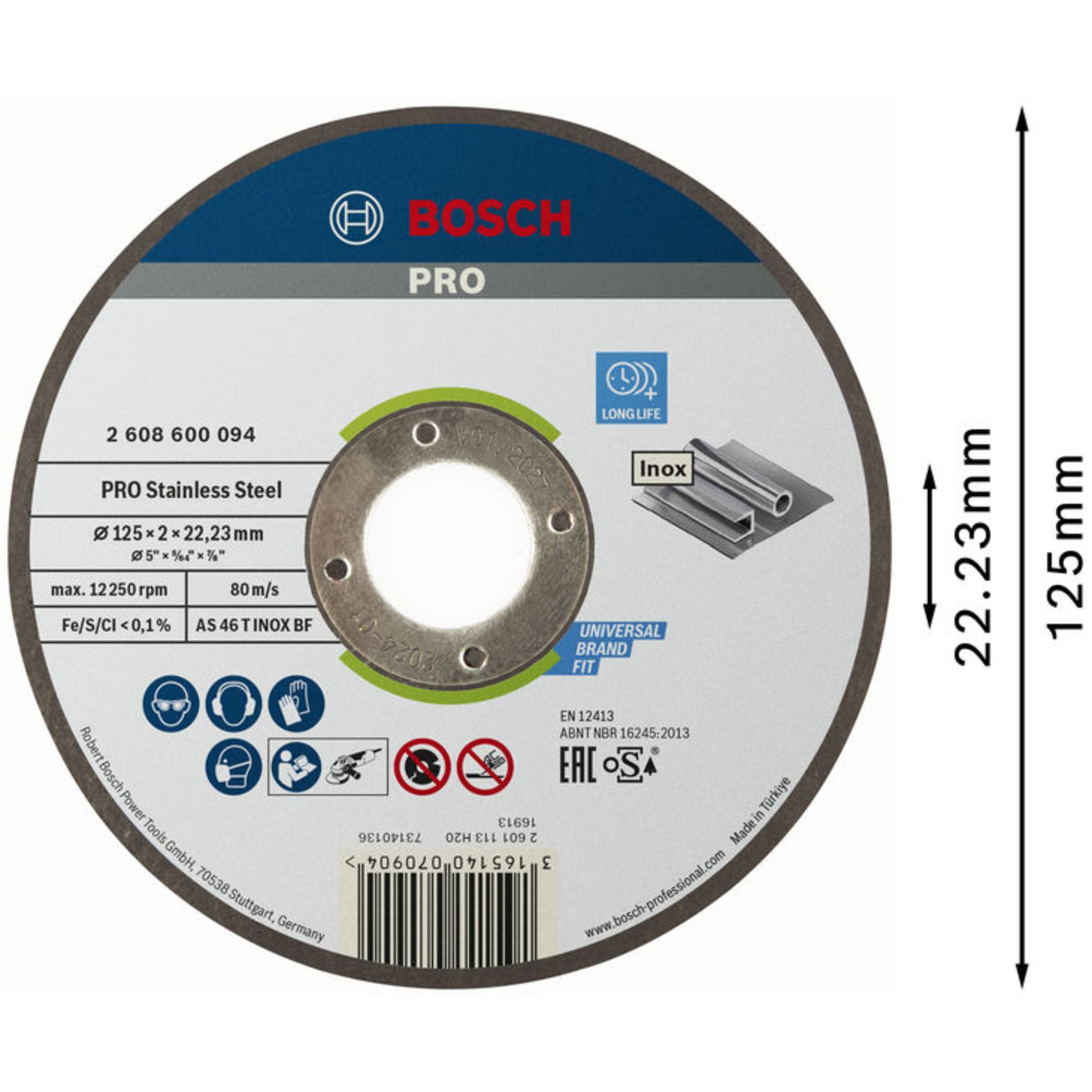 PRO Stainless Steel Trennscheibe, 125 x 2 x 22,23 mm