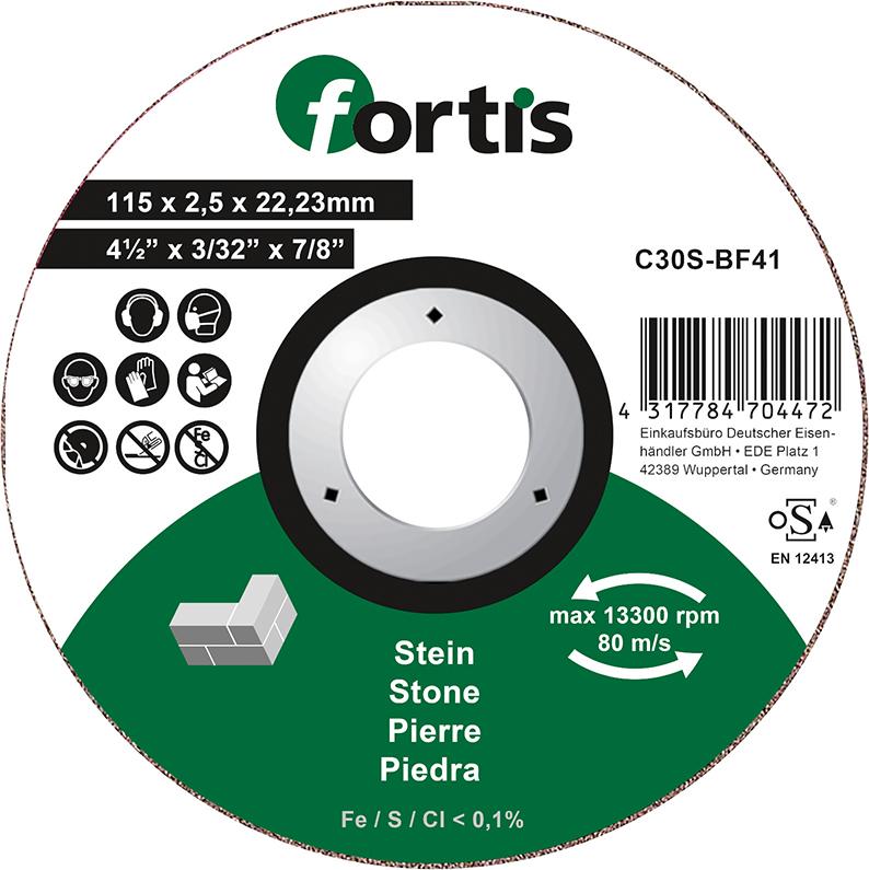 Fortis Trennscheibe  Stein115 x 2,5mm gerade Fortis Trennscheibe  Stein115 x 2,5mm gerade