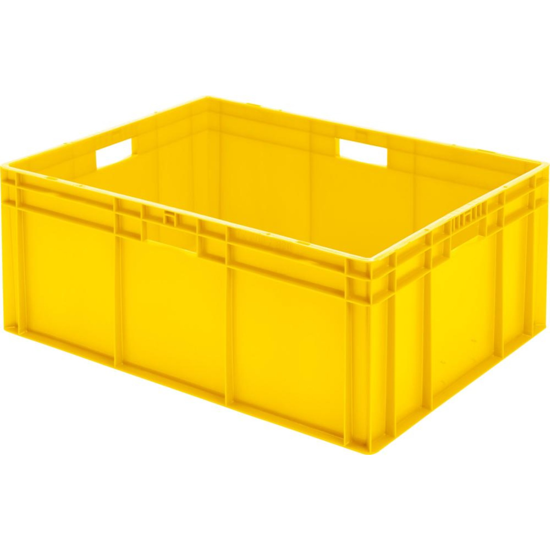 Transport-Stapelkasten B800xT600xH320 mm gelb, geschlossen mit Griffloch LA-KA-PE