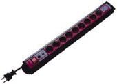 PC Leiste mit Netzfilter SUPRA Line, 9-fach anthrazit/rot, 3,7m Zul. H05Vv-f 3G1,5
