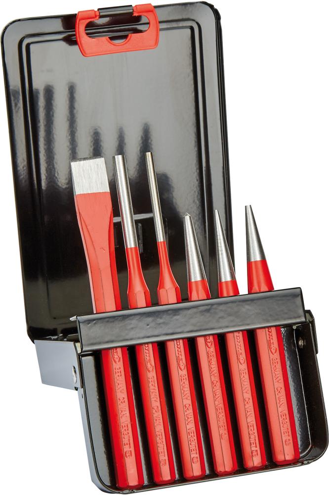 Format Werkzeugsatz 6-teilig mitKörner, Flachmeißel, Splintentreiber, Durchtreiber