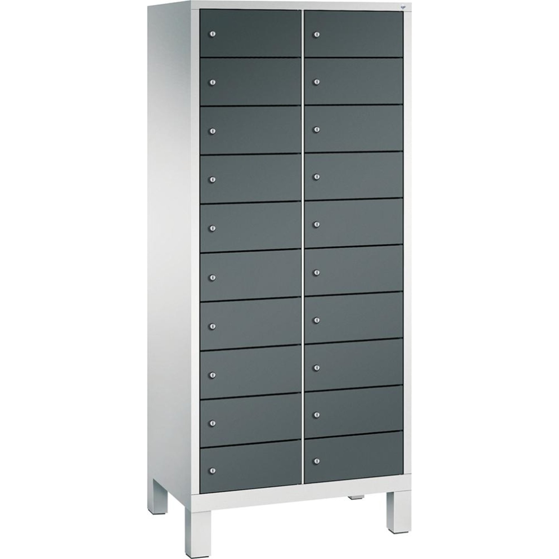 Laptopschrank 2x10Fächer B810xT500xH1800 mm RAL 7035/7016 mit Elektrifizierung
