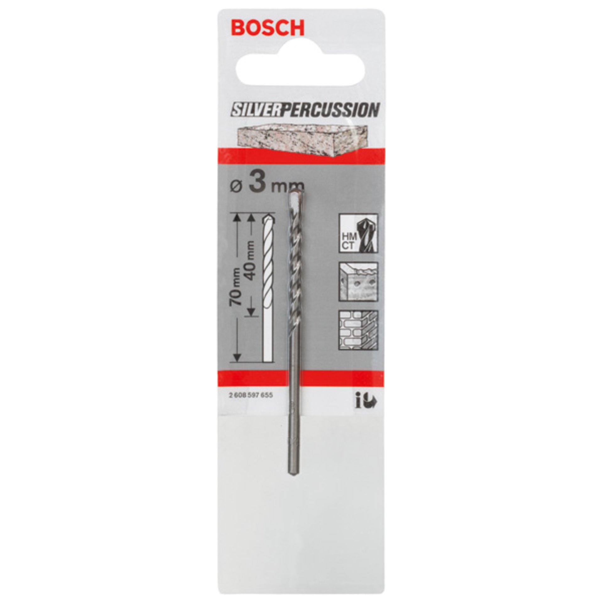 Betonbohrer CYL-3, 3 x 40 x 70 mm, d 2,8 mm, 1er-Pack