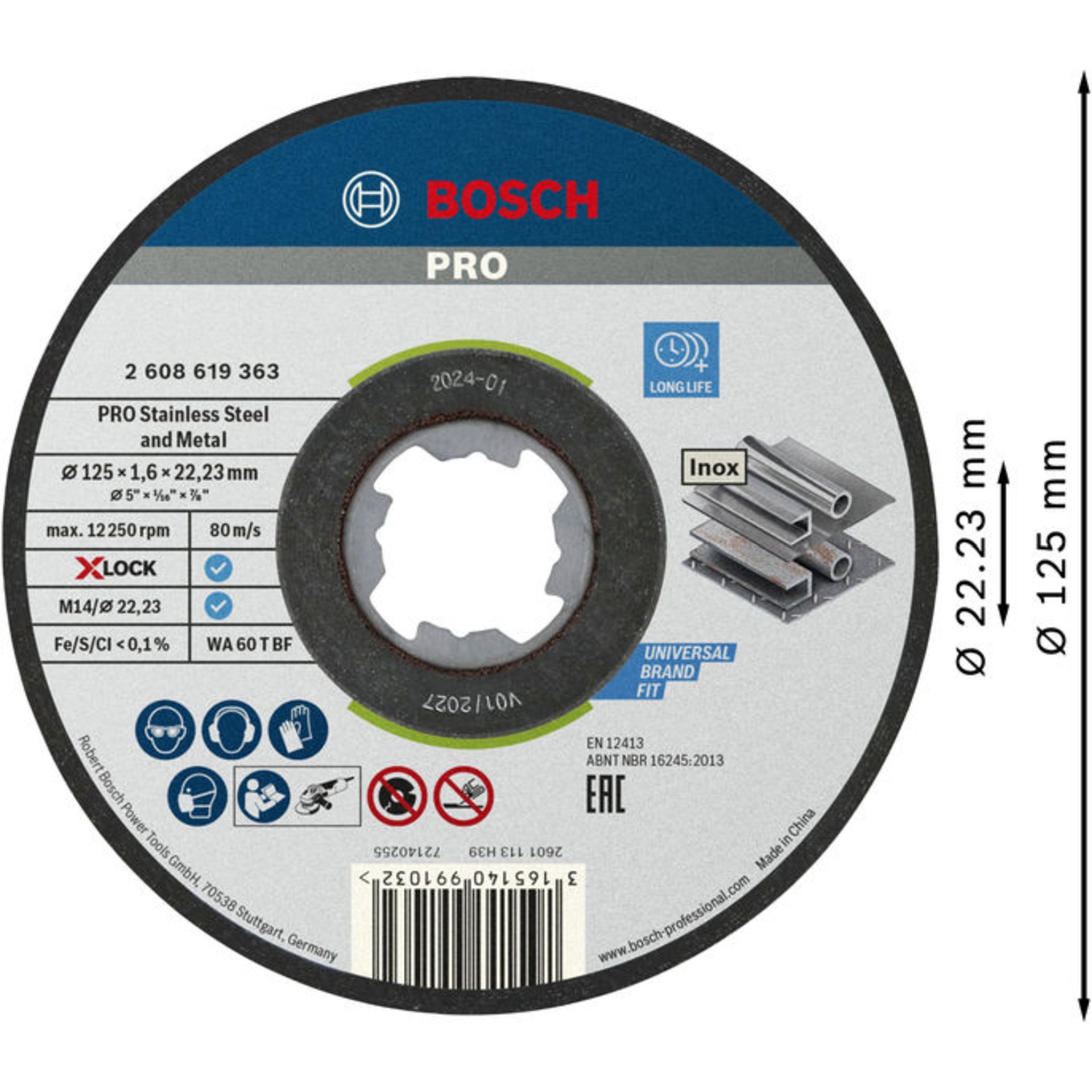 PRO Stainless Steel and Metal X-Lock Trennscheibe, 125x1.6x22.23 mm, ger. 10tlg