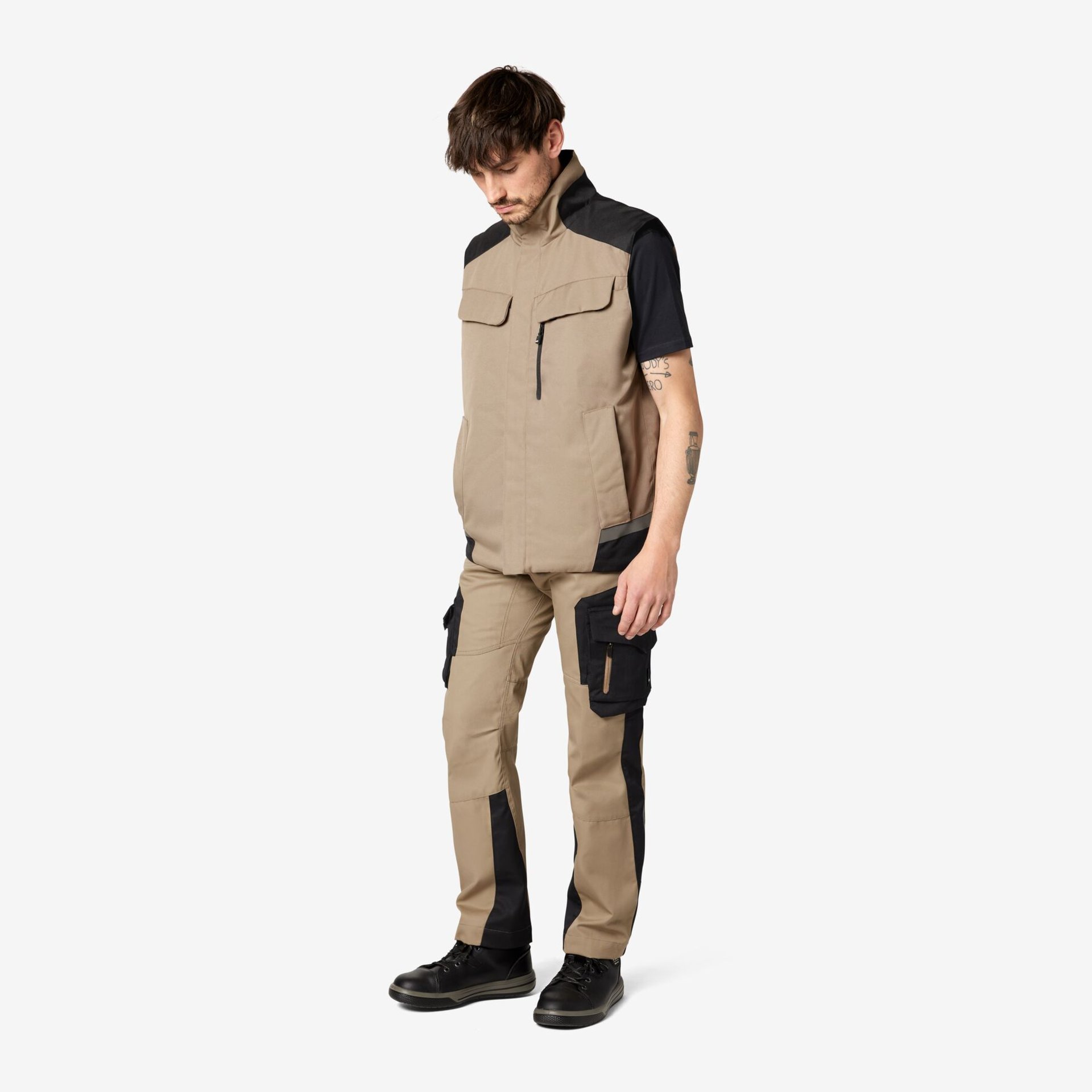 FABIAN Arbeitshose beige-schwarz 88