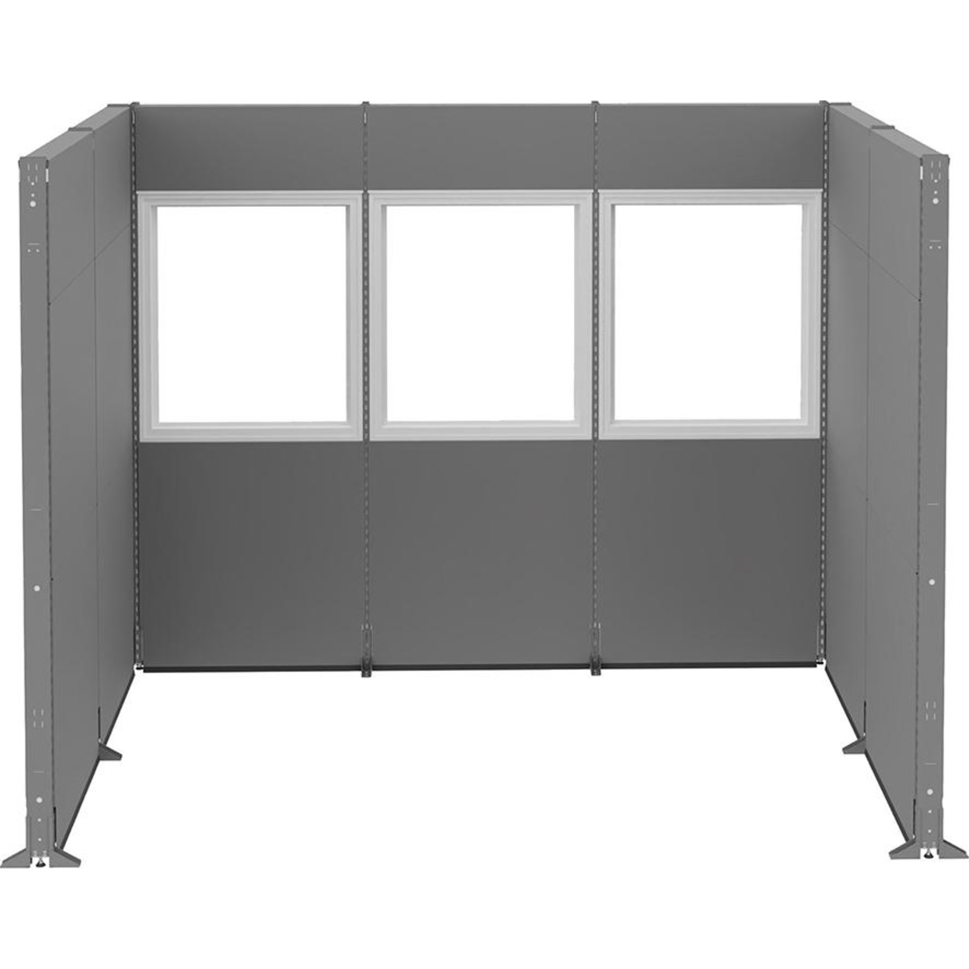 Akustikecke U-Form B3230xT2130xH2610mm RAL 7037 mit Fenster VSG Glas