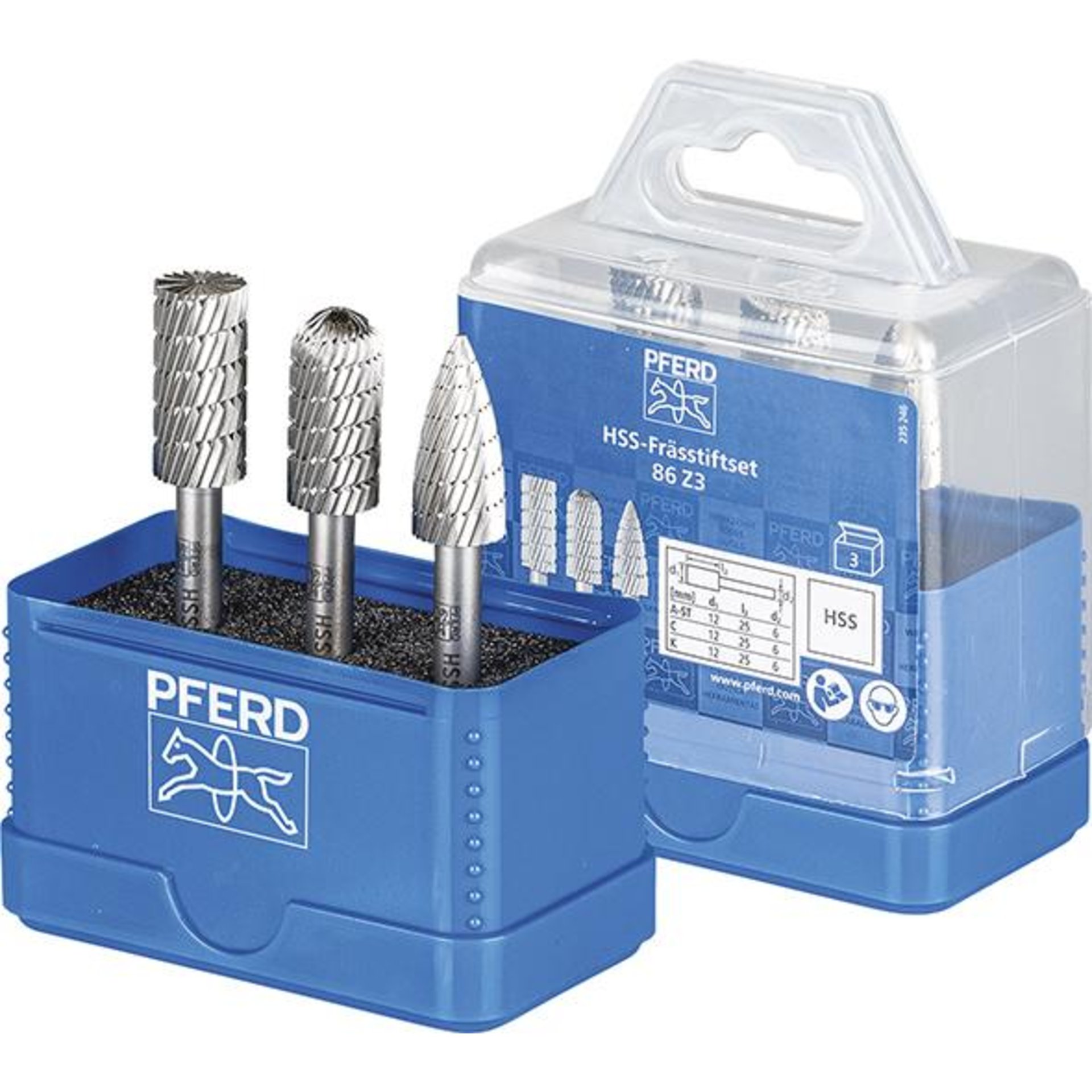 Frässtift-Satz HSS 12mm 3-teilig, A ST-C-K Ø12mm, Zahnung Z3 Pferd