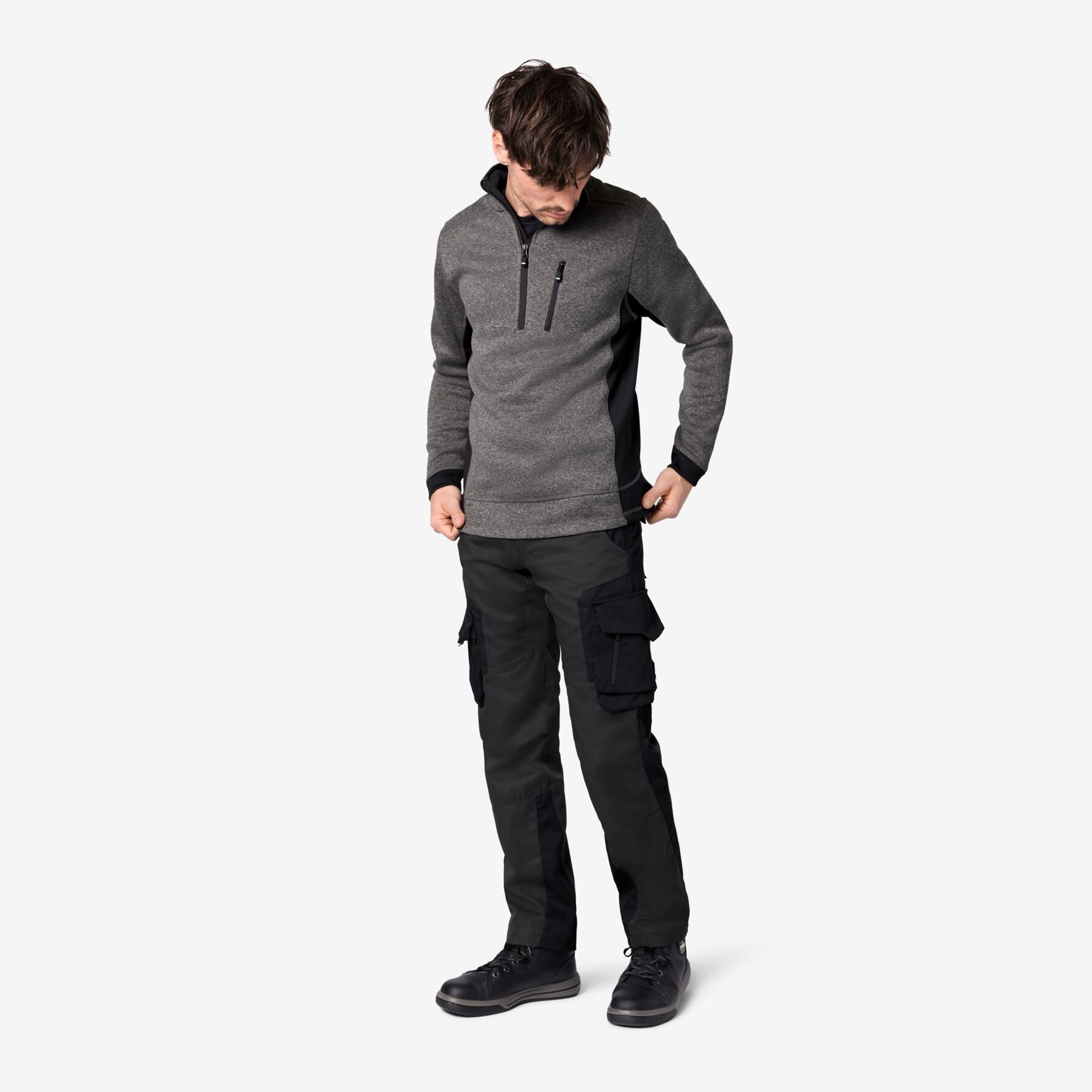 PATRICK Strick-Fleece-Troyer anthrazit-schwarz Gr. 2XL