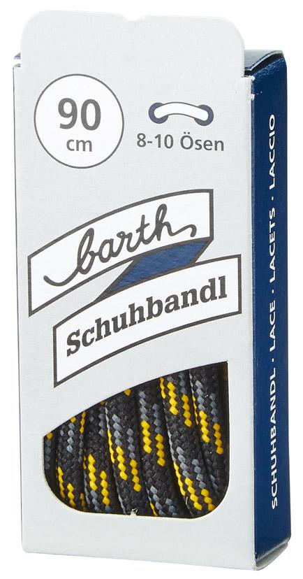 Barth Schnürsenkel 120 cm dick schwarz-grau-gelb 6 Paar
