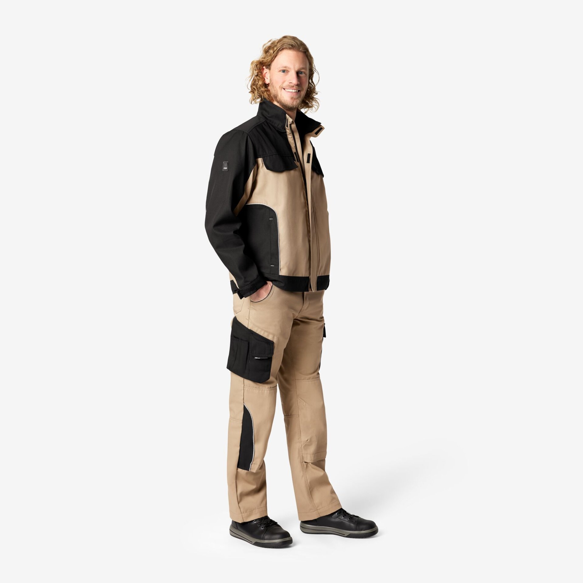 BRUNO Arbeitshose beige-schwarz 30