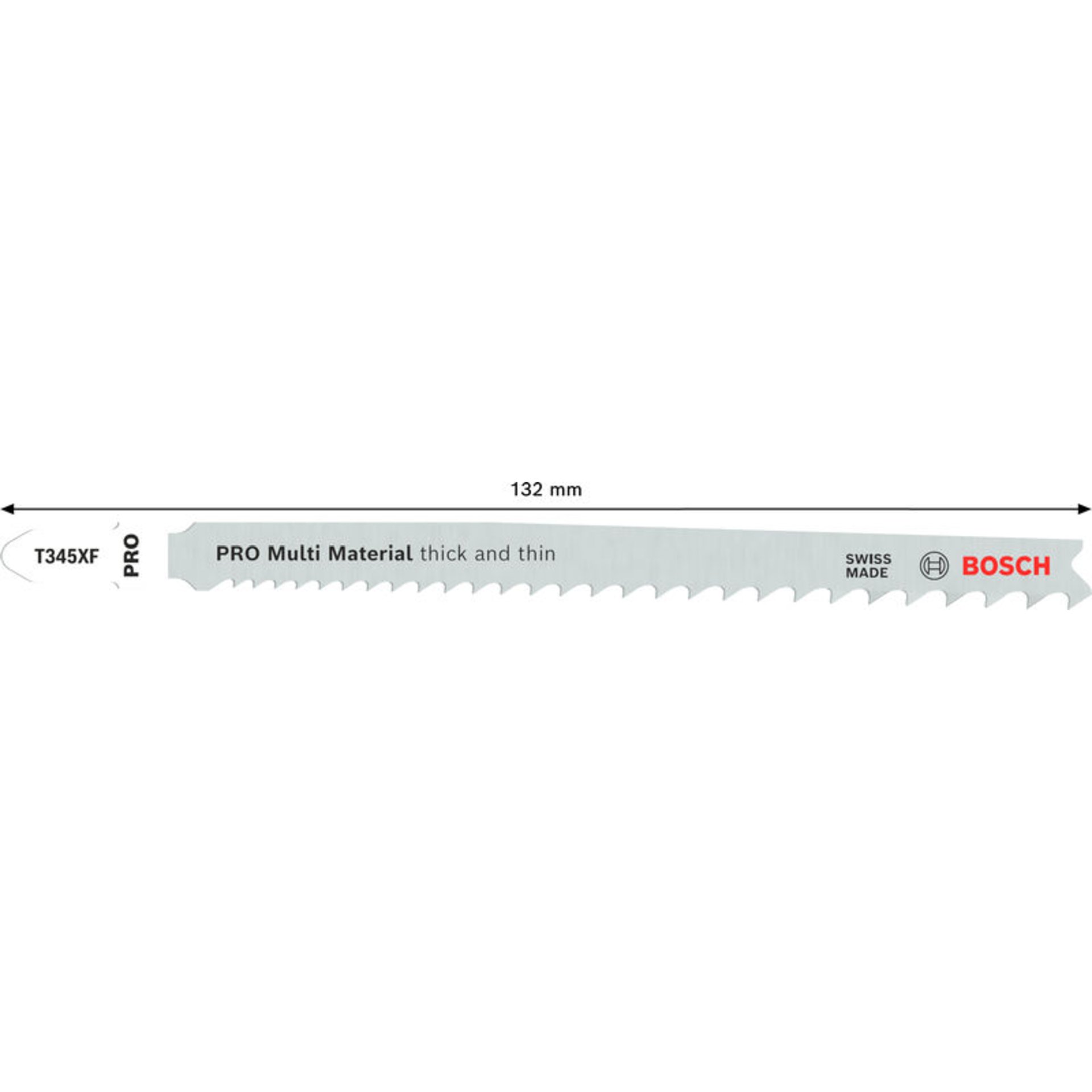 PRO Multi Material thick and thin T345XF Stichsägeblatt, 132 mm, 100-tlg.