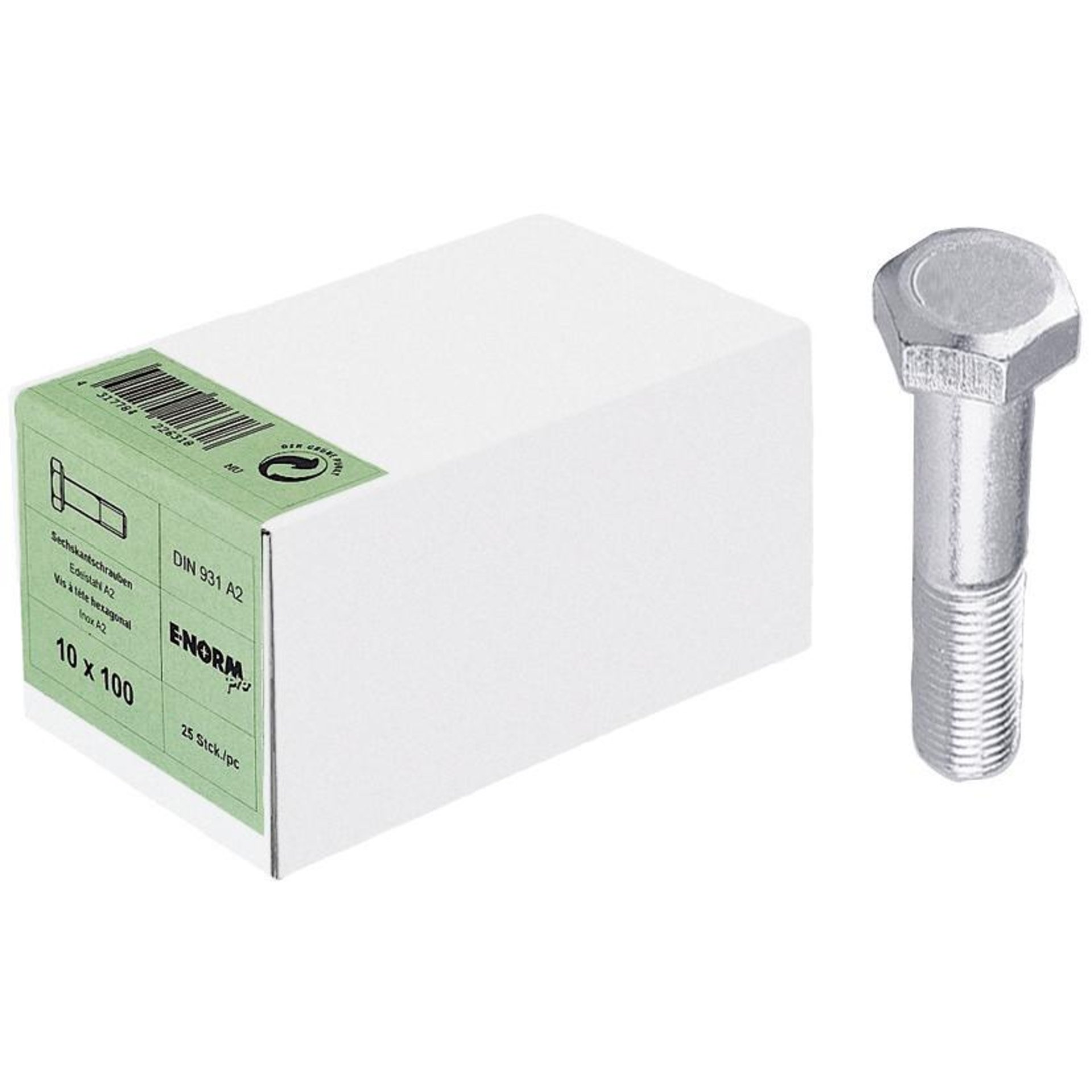 DIN 931 Edelstahl A2 M10x100 HP E-NORMpro