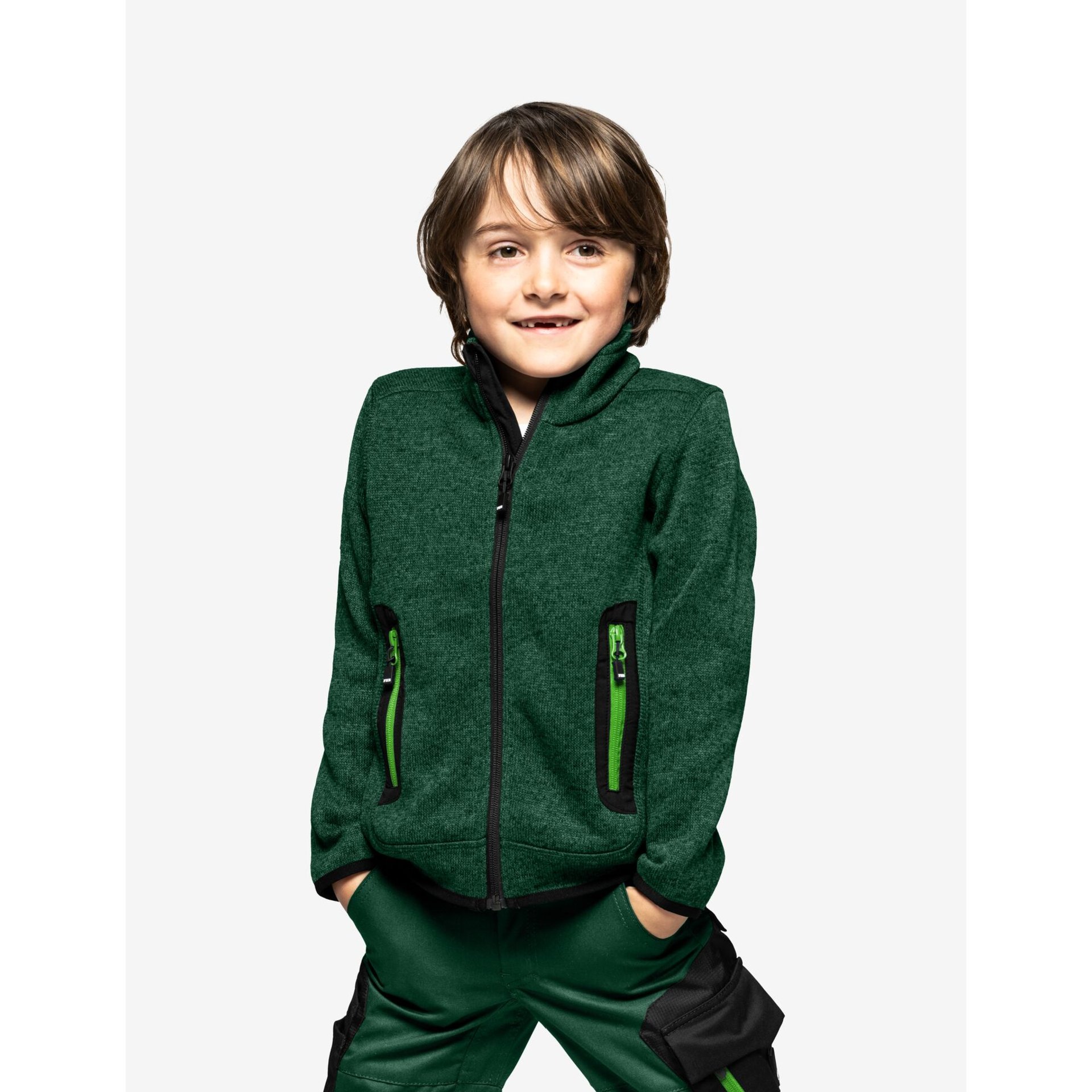MATS Strick-Fleece-Jacke Kinder grün 158/164