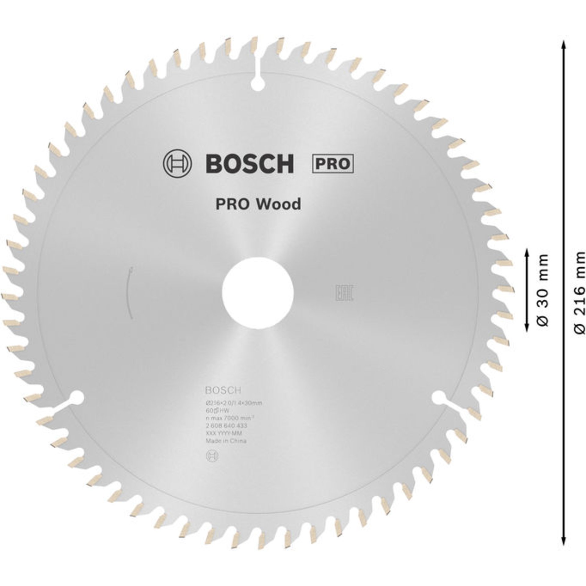 PRO Wood Kreissägeblatt, 216 x 2 x 30 mm, Z60