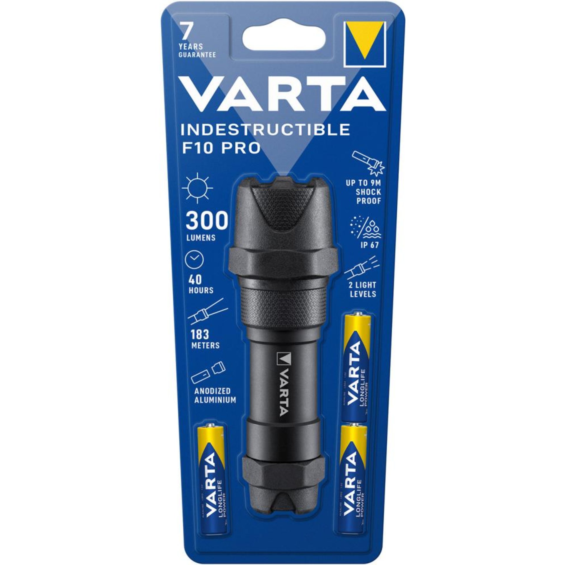 Indestructible F10 Pro LED Leuchte inkl. 3AAA Batterien VARTA