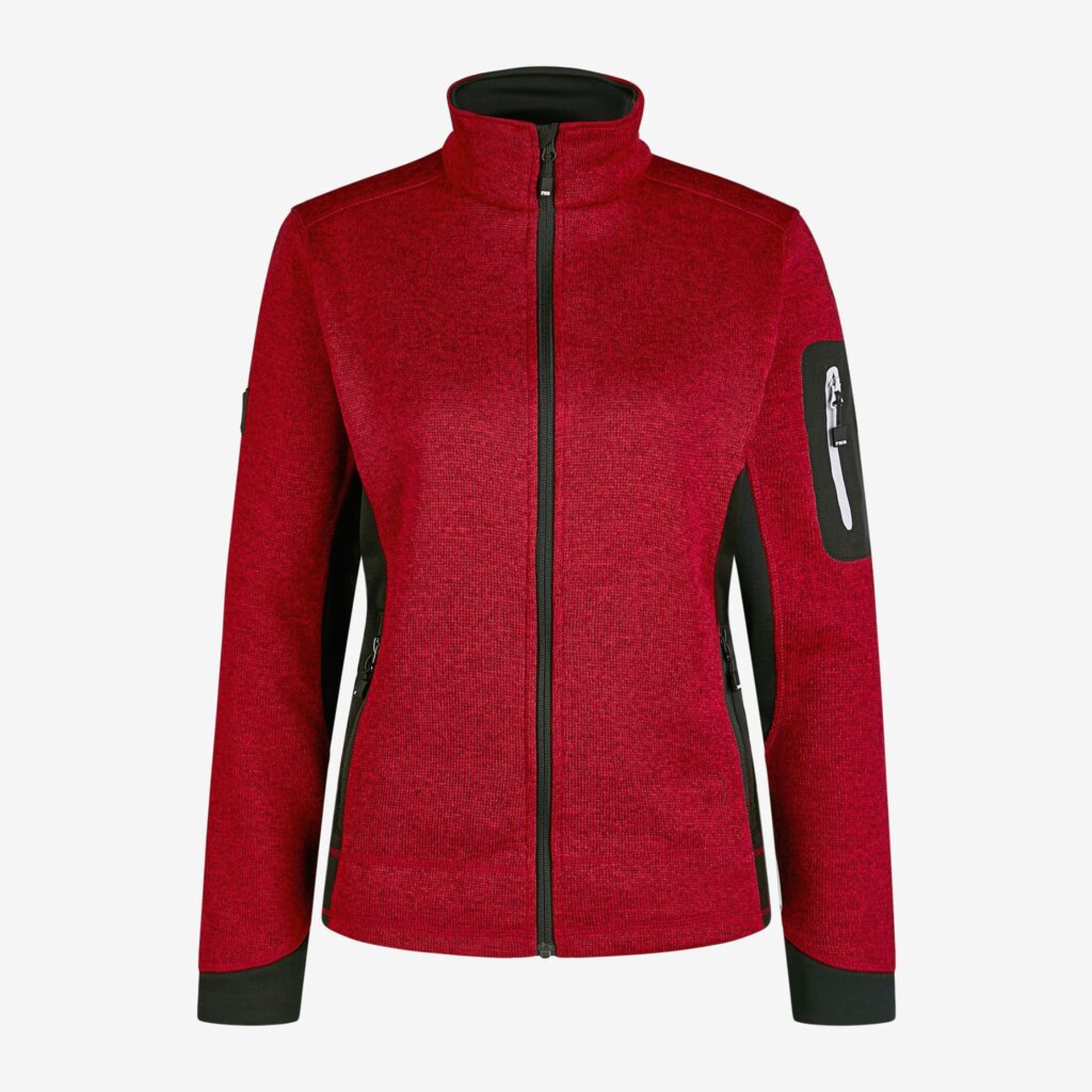 MARIEKE Strick-Fleece-Jacke Damen rot-schwarz 3XL