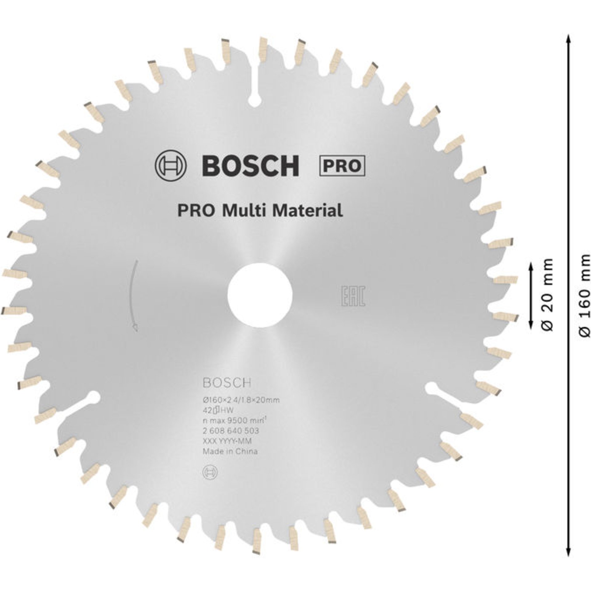 PRO Multi Material Kreissägeblatt, 160 x 2,4 x 20 mm