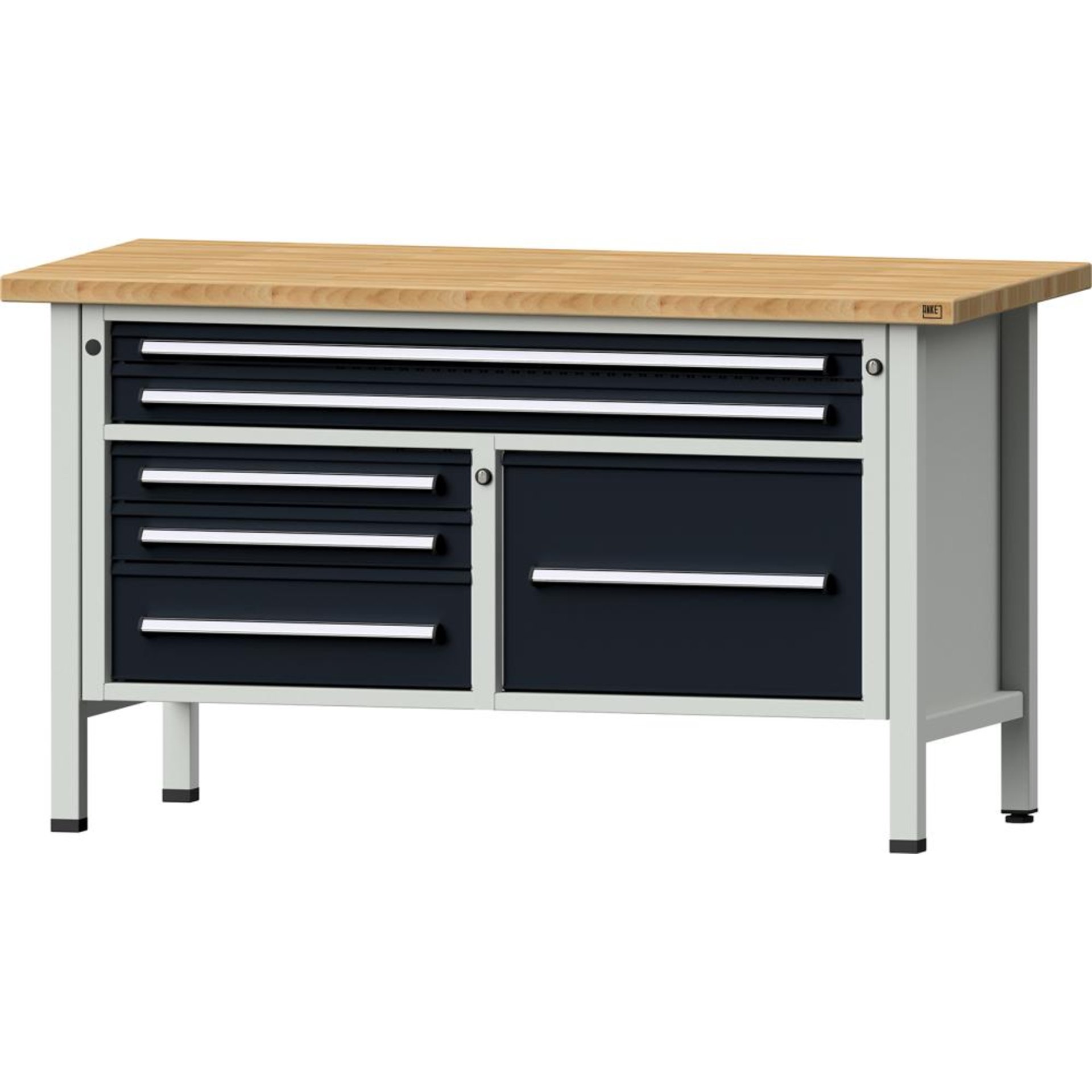 Anke Kastenwerkbank B1500xT700xH840mm RAL7035/7016 BMP: 40 mm 6 Schubladen