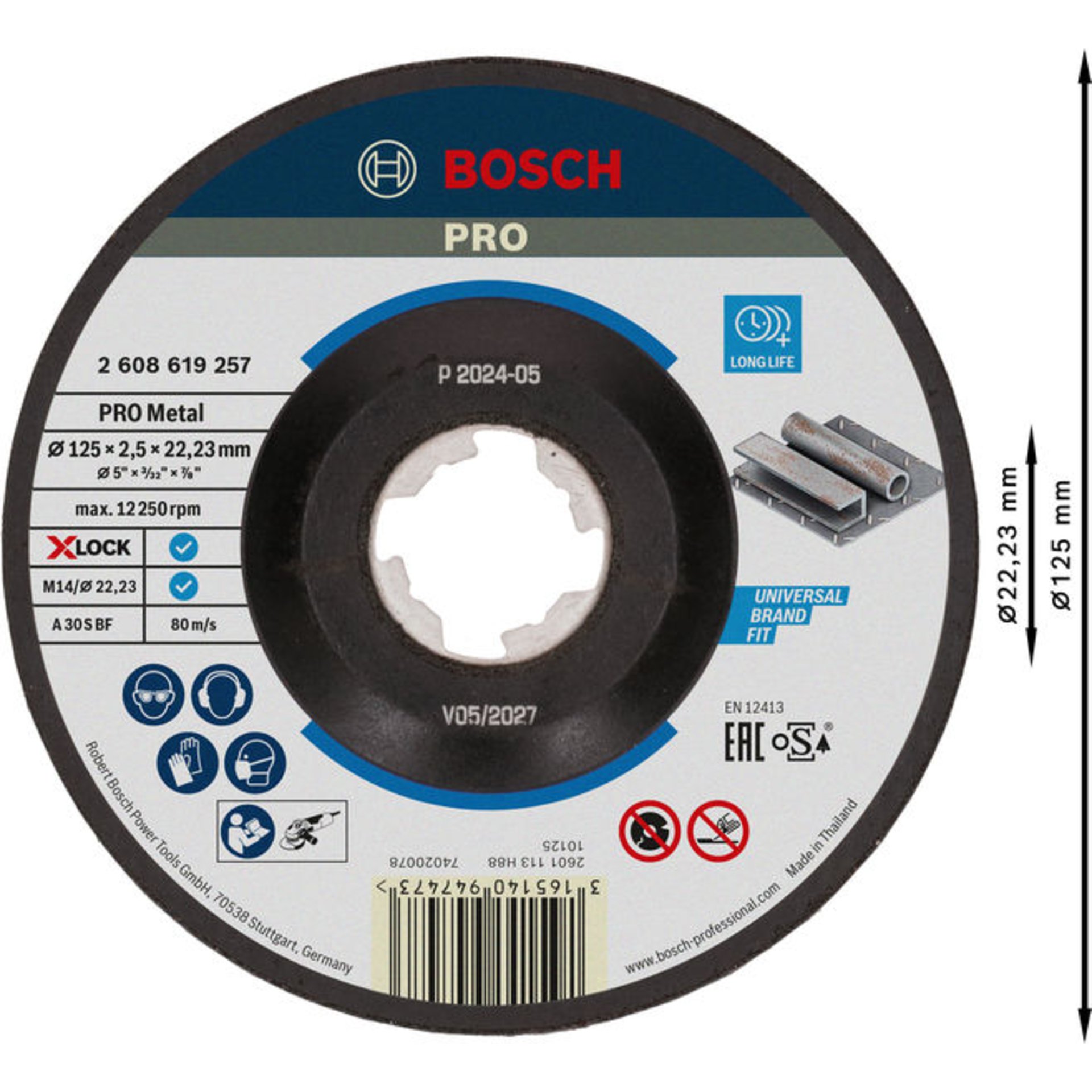 PRO Metal X-Lock Trennscheibe, 125 x 2.5 x 22.23 mm, gekröpft, oSa