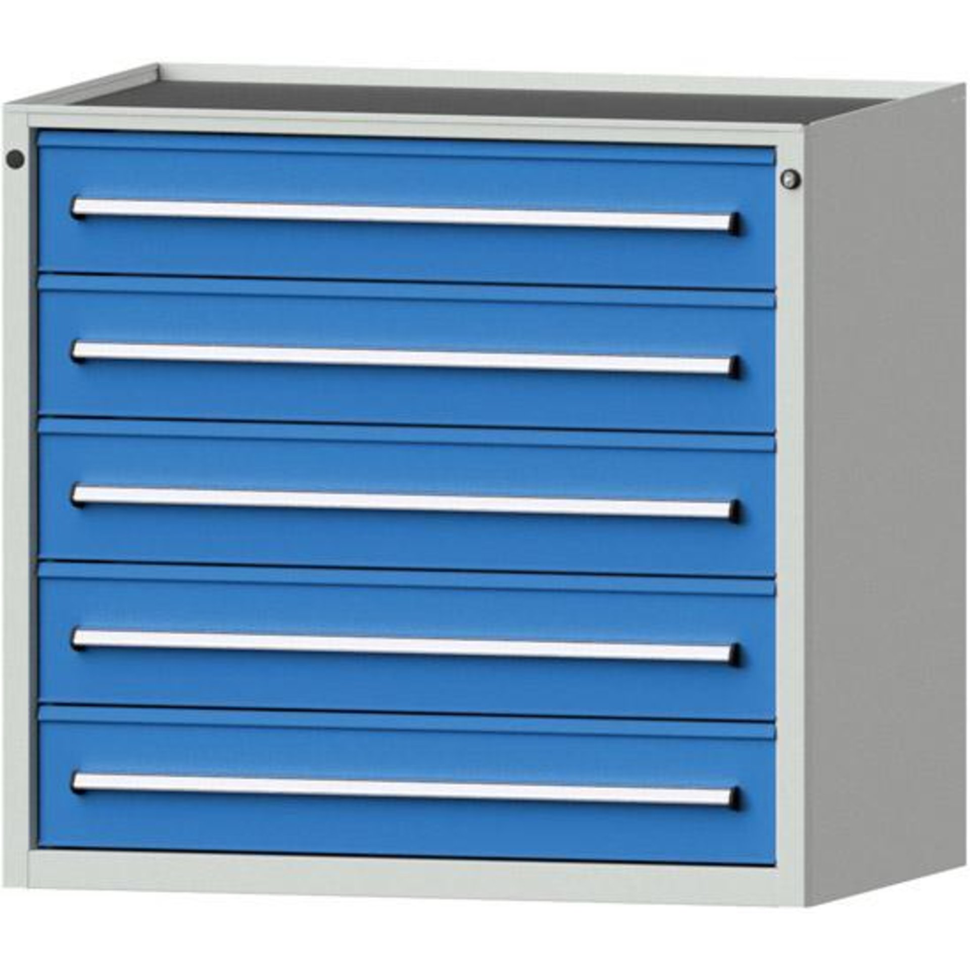 Anke Thekenschrank B1060xT700xH980mm RAL 7035/5012 5 Schubladen
