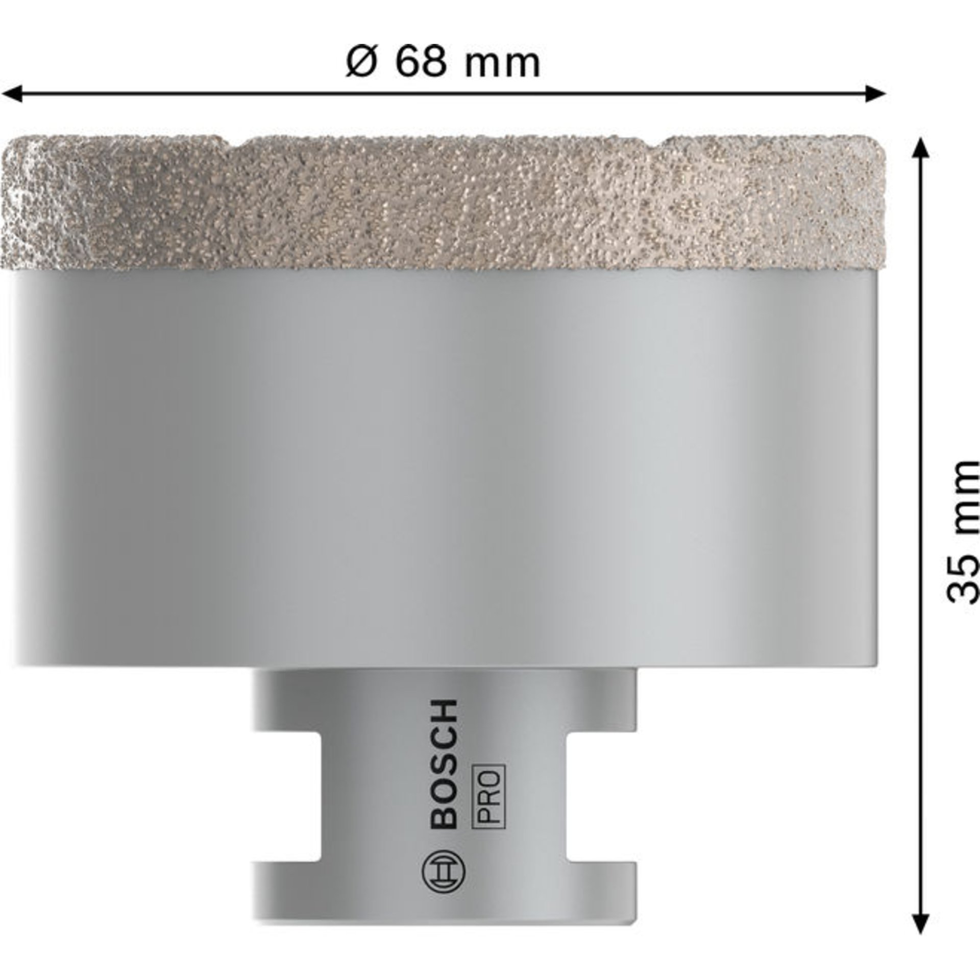 PRO Ceramic dry Trockenbohrkrone, 68 x 35 x 22.23 mm