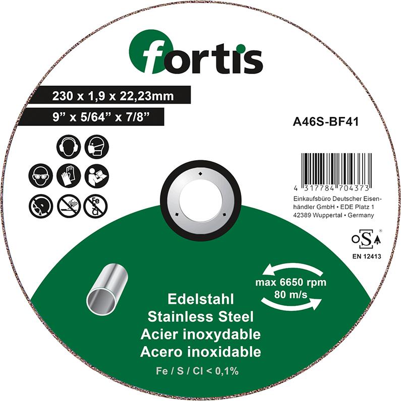 Fortis Trennscheibe Edelstahl 230x1,9 gerade