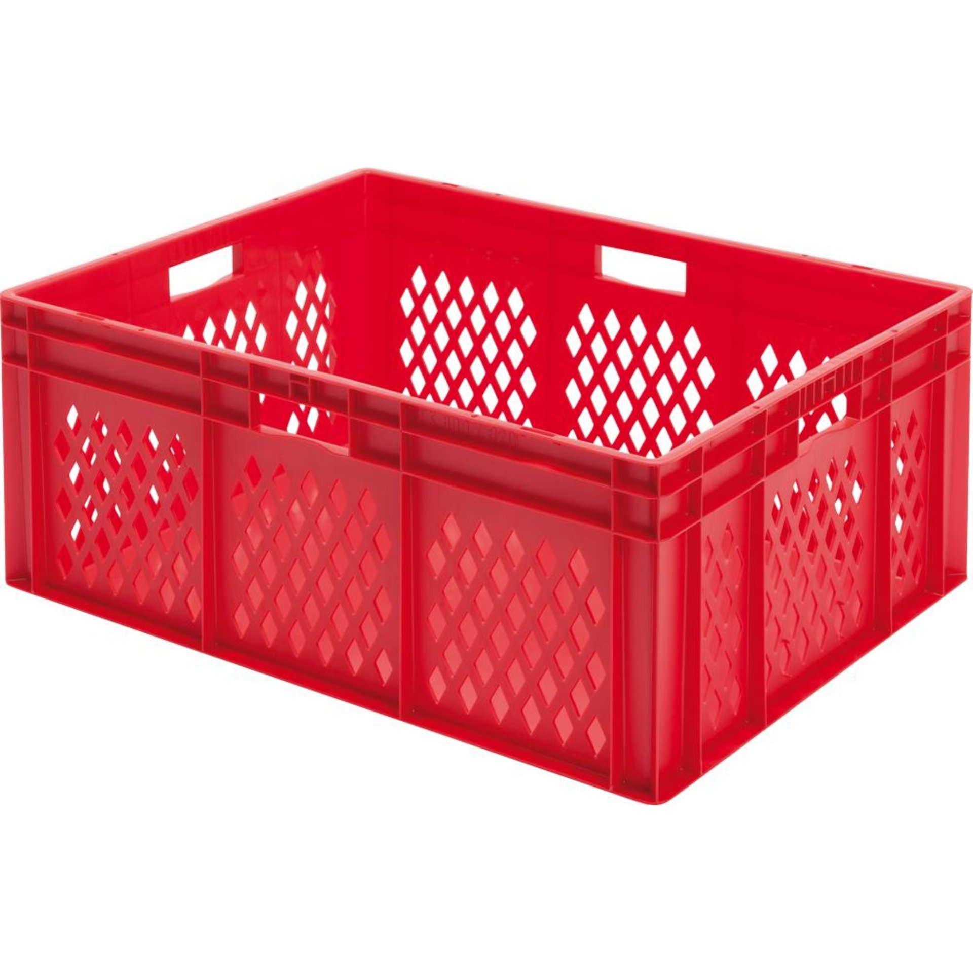 Transport-Stapelkasten B800xT600xH320 mm rot, Wände durchbrochen mit Griffloch LA-KA-PE