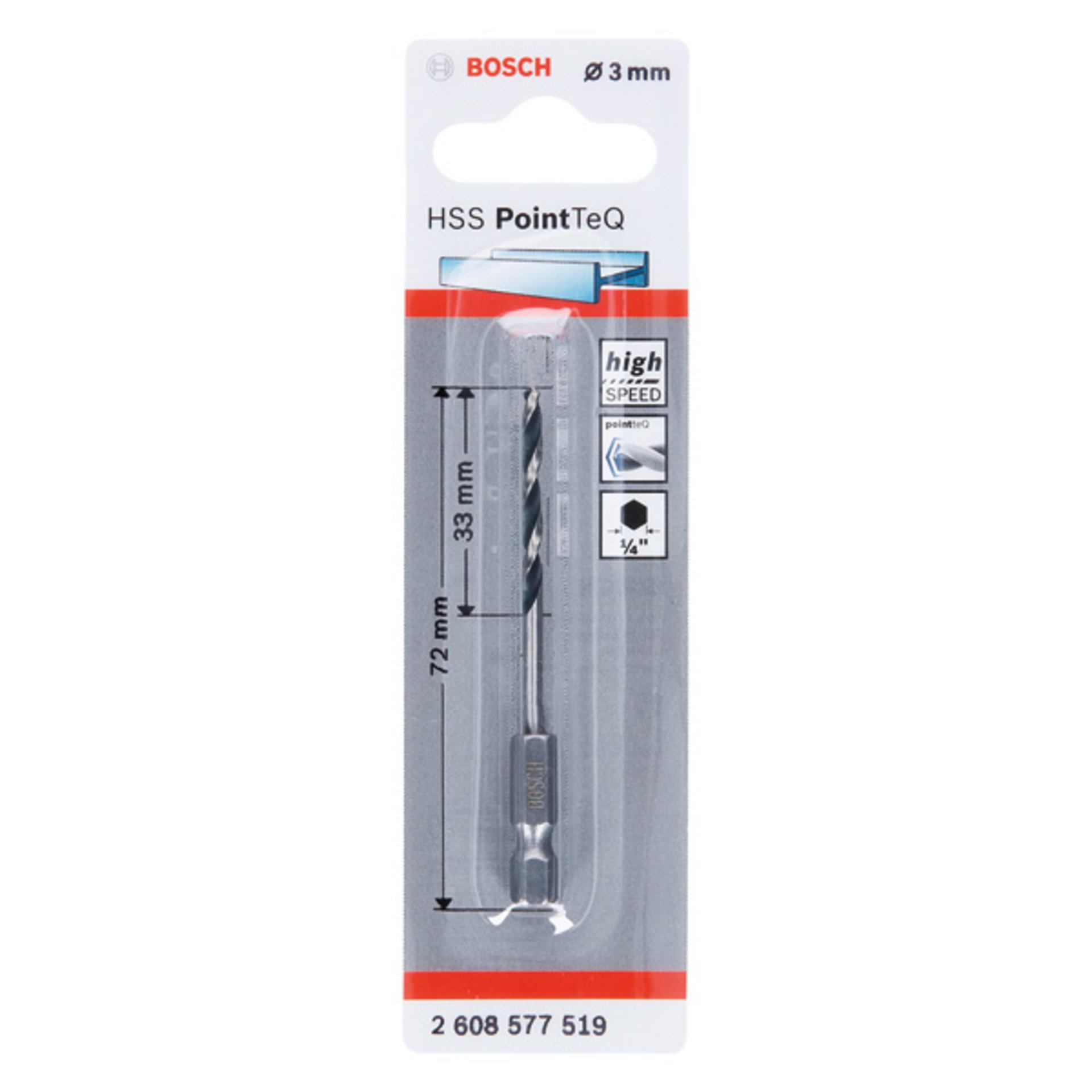 HSS PointTeQ Sechskantbohrer 3 mm