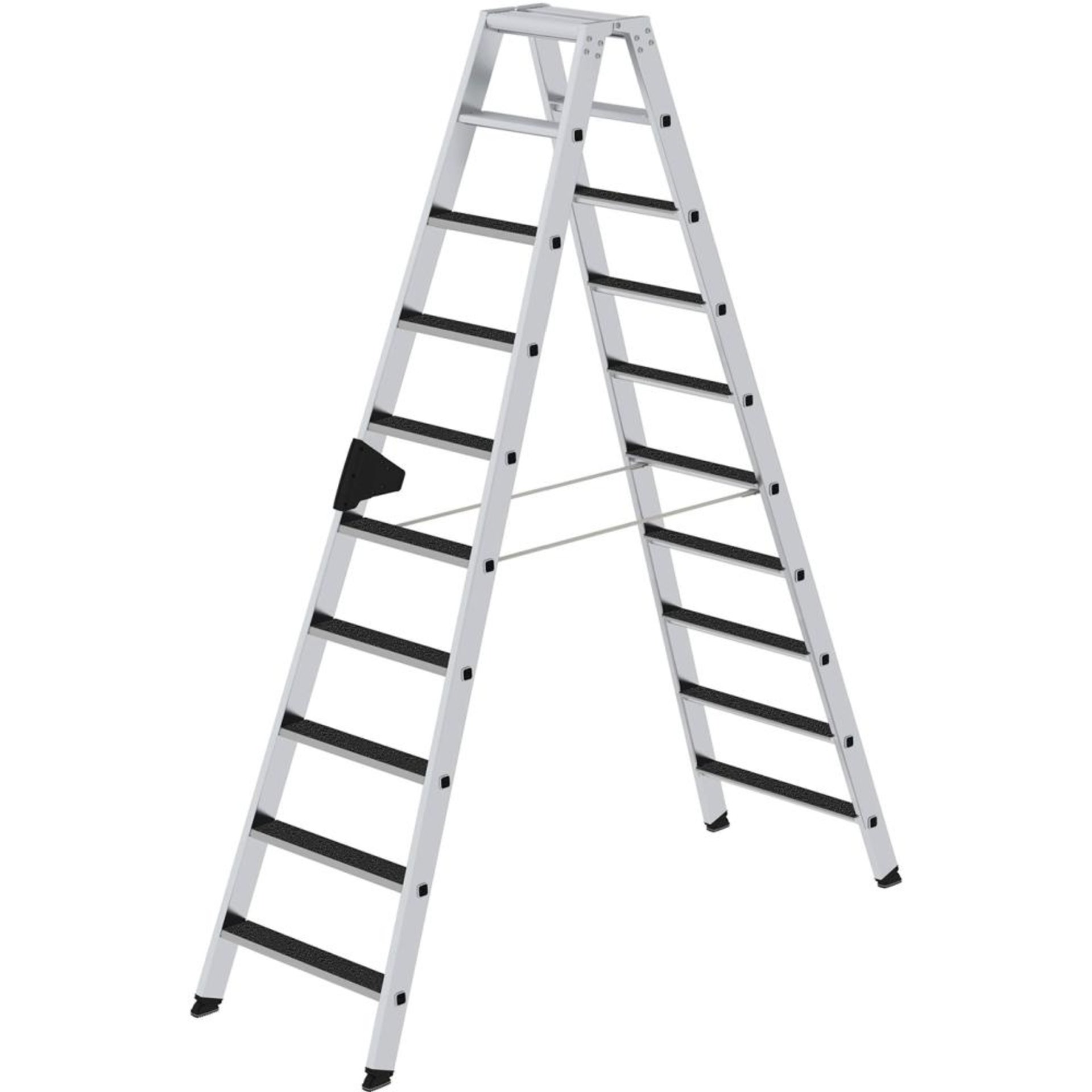 Alu-Stehleiter 2x10Stufen clip-step R13 Gesamthöhe 2,32 m Arbeitshöhe bis 3,85 m