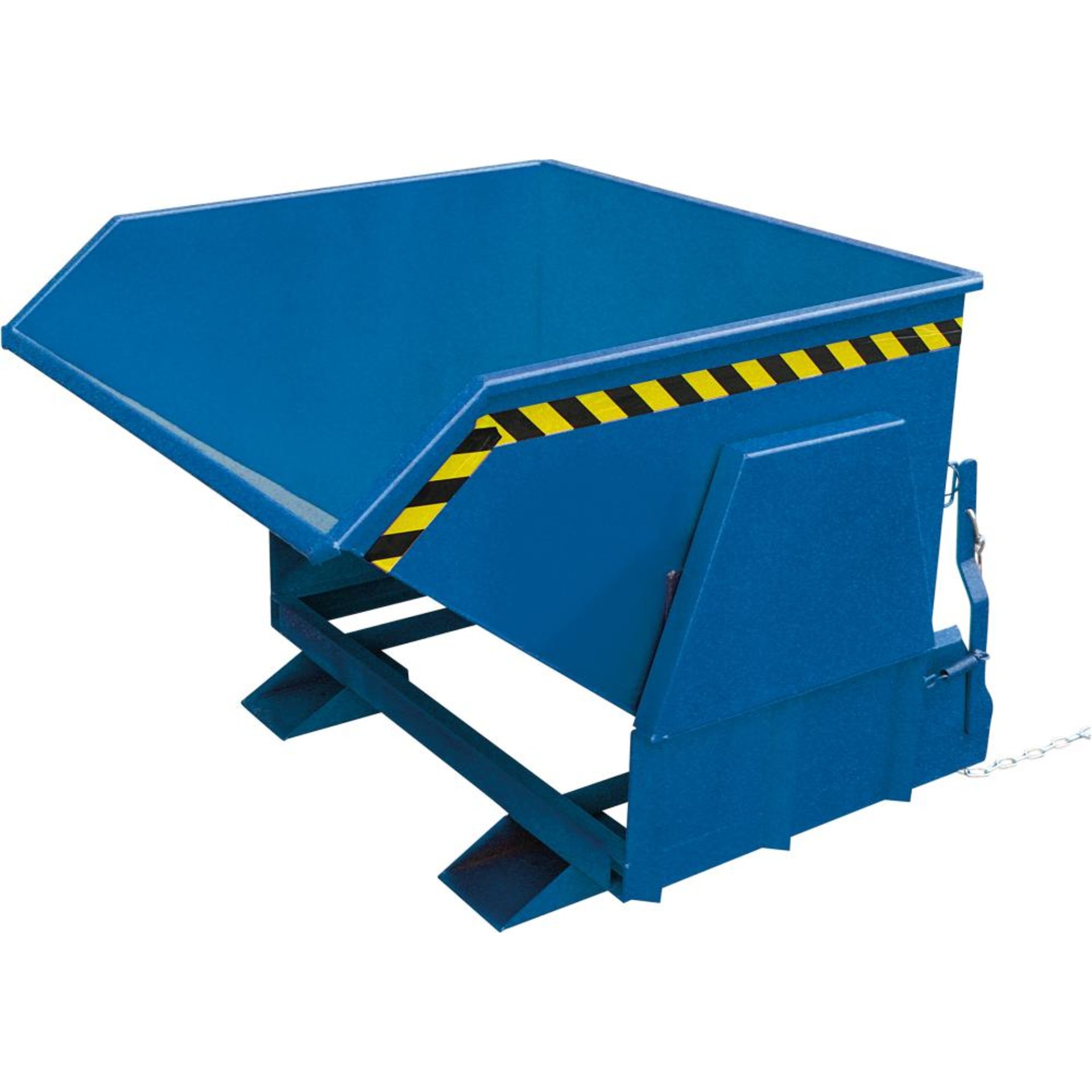Kippbehälter 300 l B750xT1260xH910 mm RAL5010,Tragkraft 1000kg m.geschützten Abrollkufen