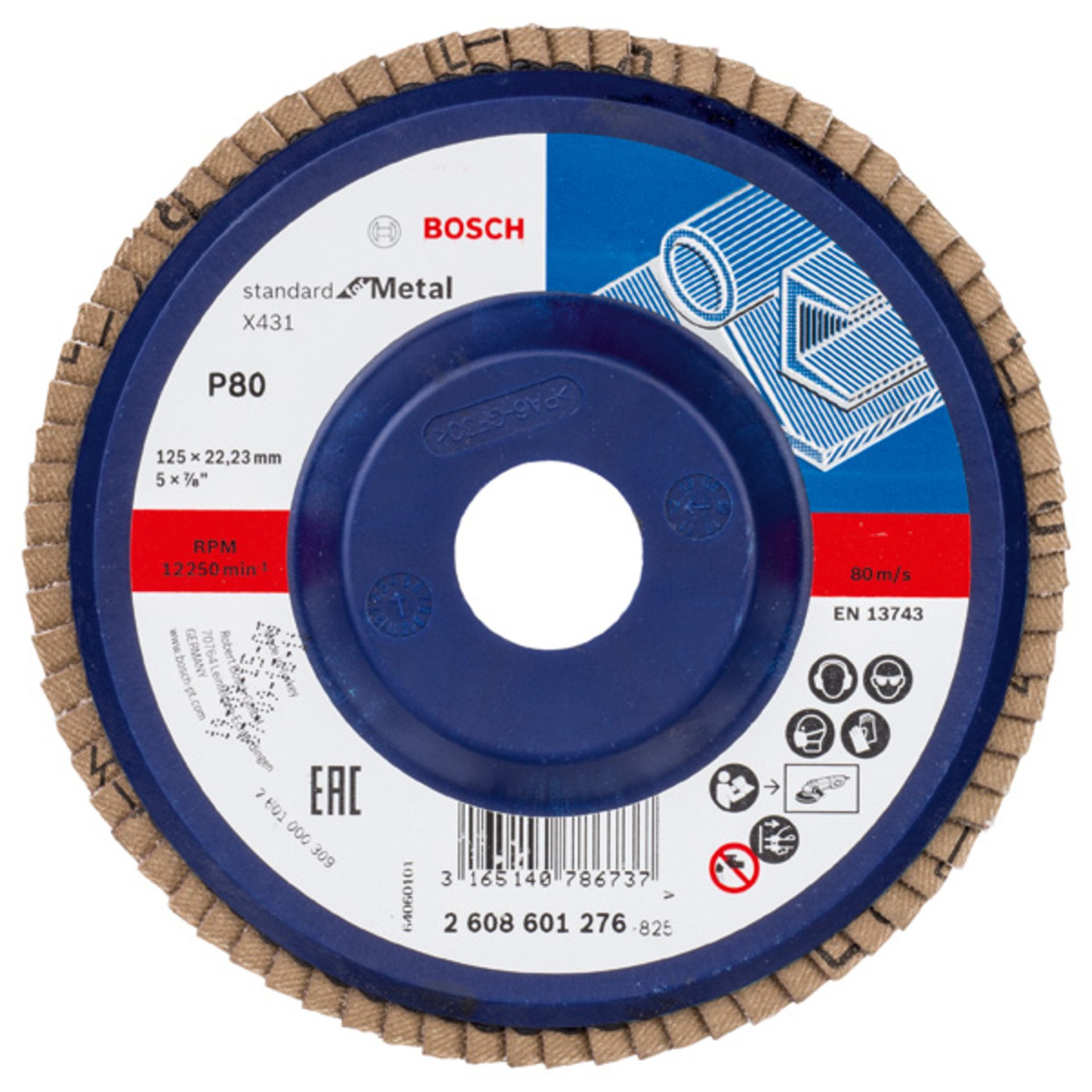 Fächerschleifscheibe X431 Standard for Metal, gerade, 125 mm, 80, Kunststoff