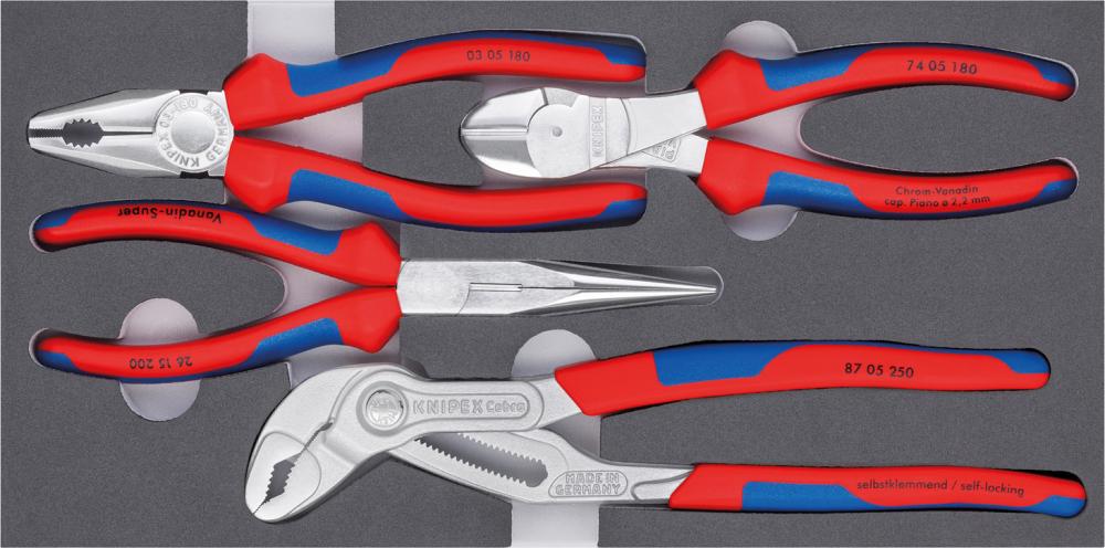Knipex Zangen-Satz Basic verchromt mit Schaumeinlage 4-teilig Knipex Zangen-Satz Basic verchromt mit Schaumeinlage 4-teilig