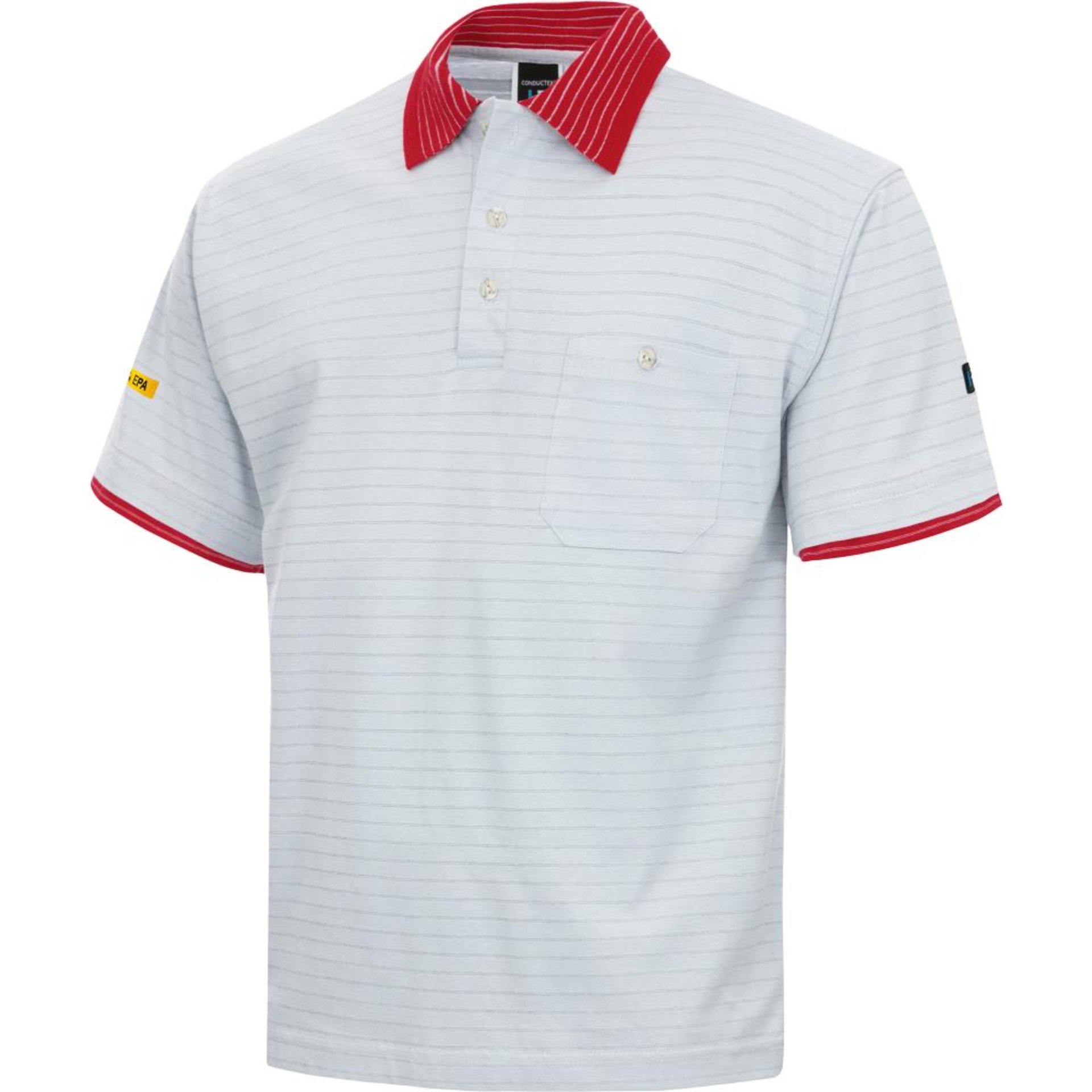 Poloshirt KA Conductex Cot.ESD,S,silbergr./rot