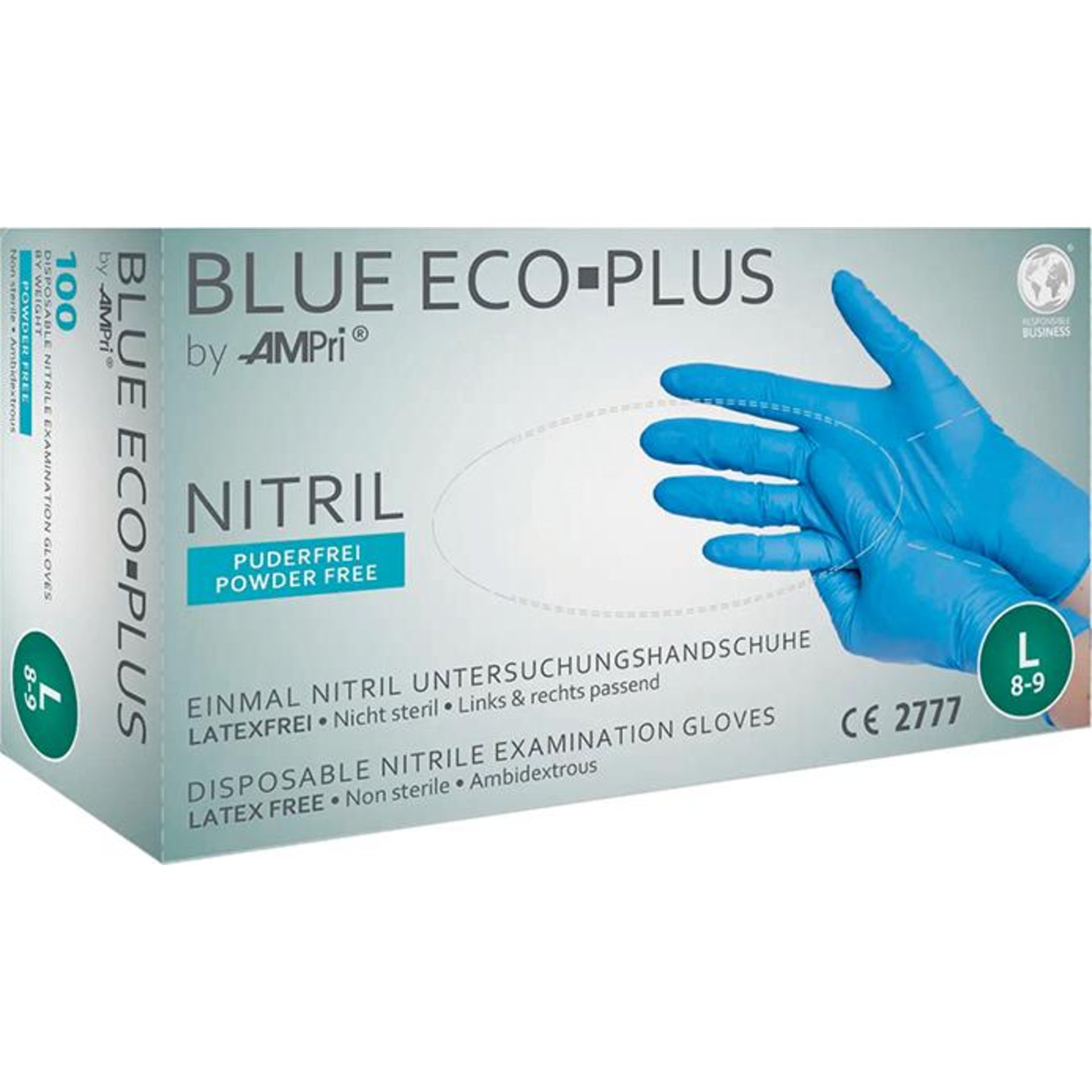 Einweghandschuhe Nitril, BLUE ECO PLUS, puderfrei, Gr.M