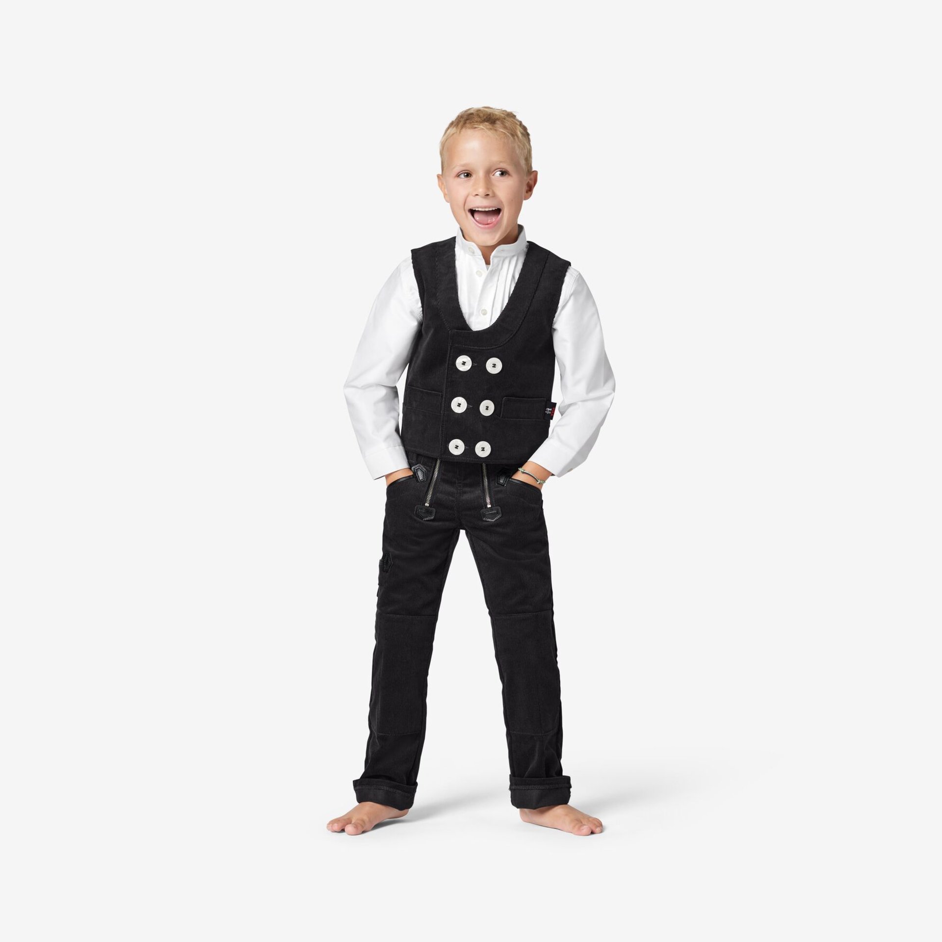 AUGUST Kinder-Zunfthose Zwirn-Feincord schwarz 164