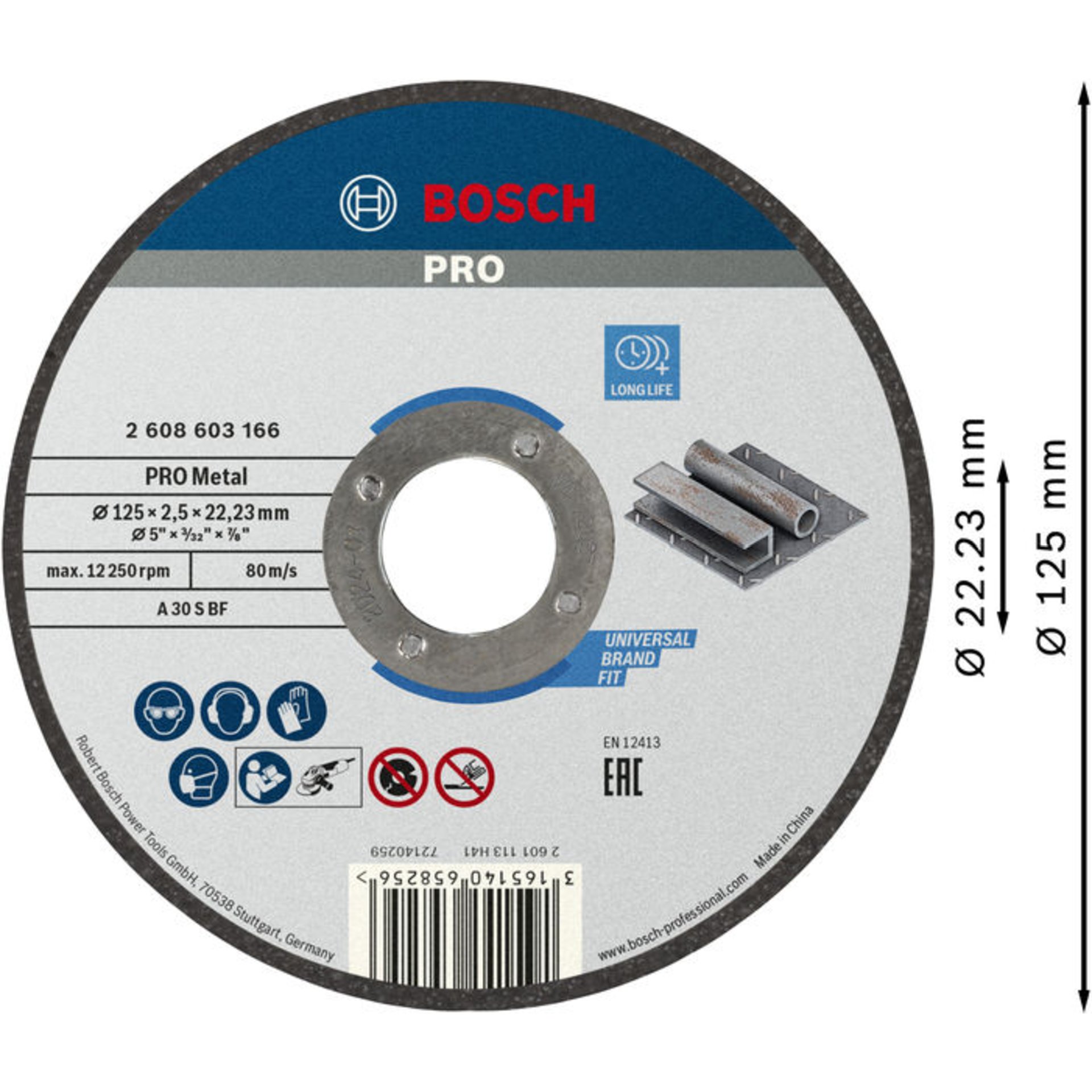 PRO Metal Trennscheibe, 125 x 2.5 x 22.23 mm, gerade