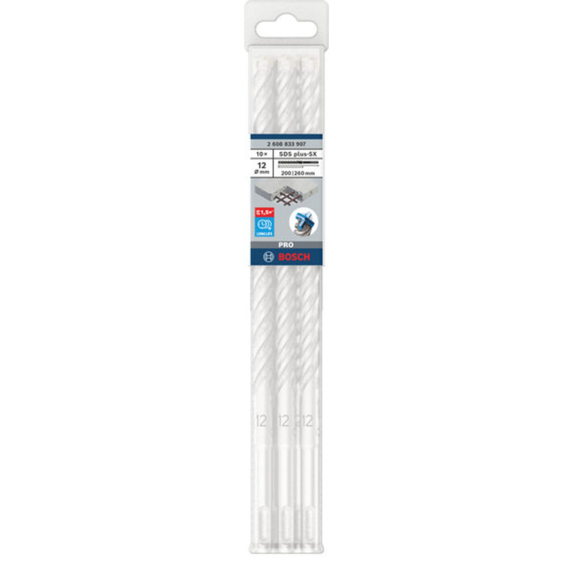 PRO SDS plus-5X Hammerbohrer, 12 x 200 x 260 mm, 10-tlg.