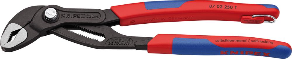 Knipex Wasserpumpenzange Cobra poliert mit Öse und 2-Komponenten-Griffen 250mm