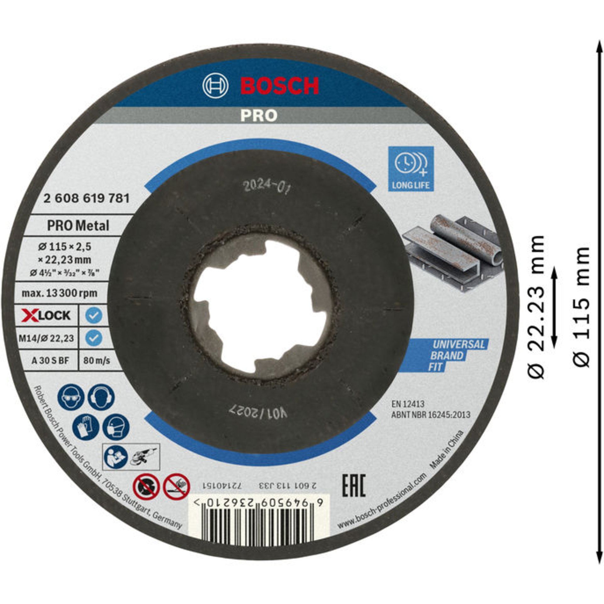 PRO Metal X-Lock Trennscheibe, 115 x 2.5 x 22.23 mm, gekröpft