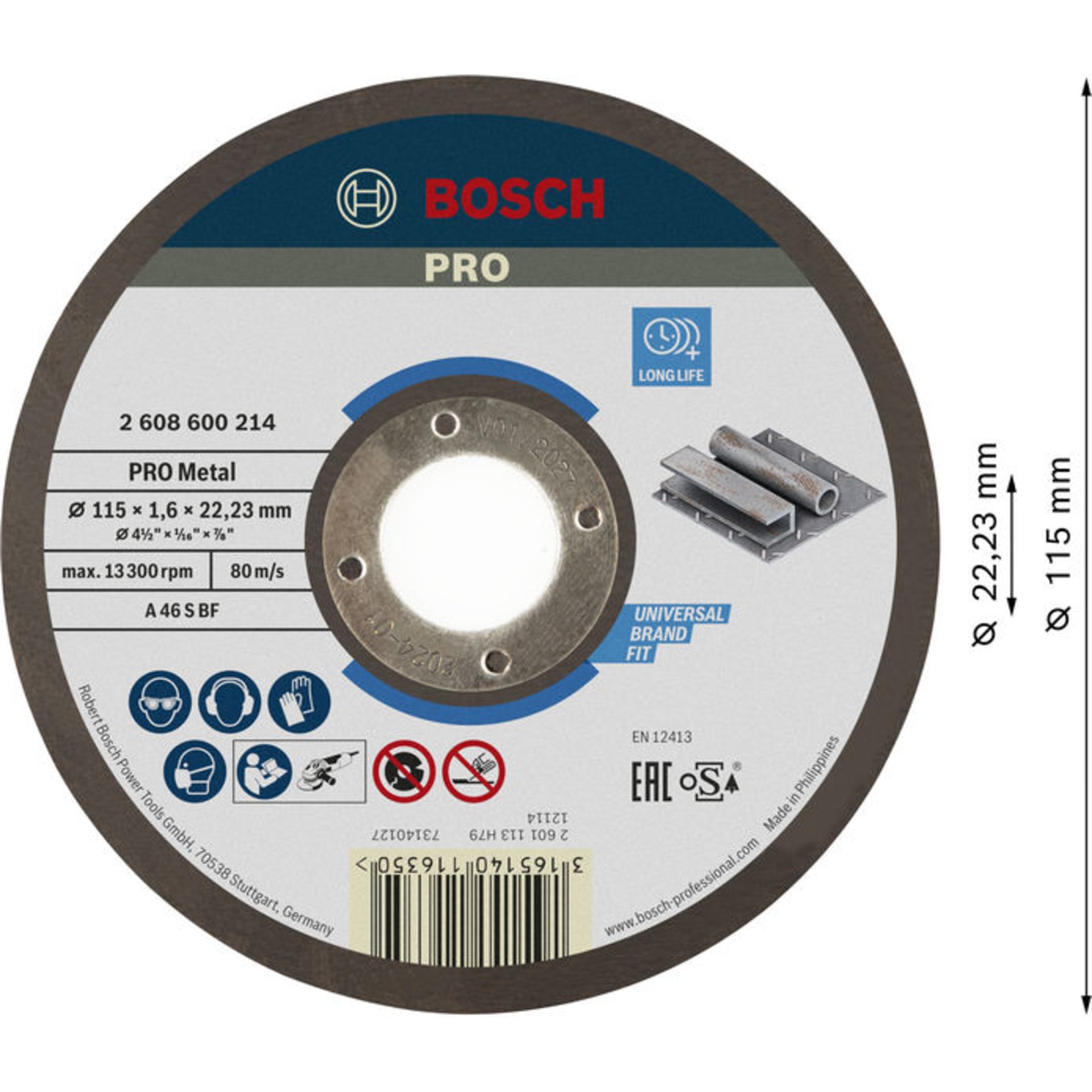 PRO Metal Trennscheibe, 115 x 1.6 x 22.23 mm, gerade, oSa