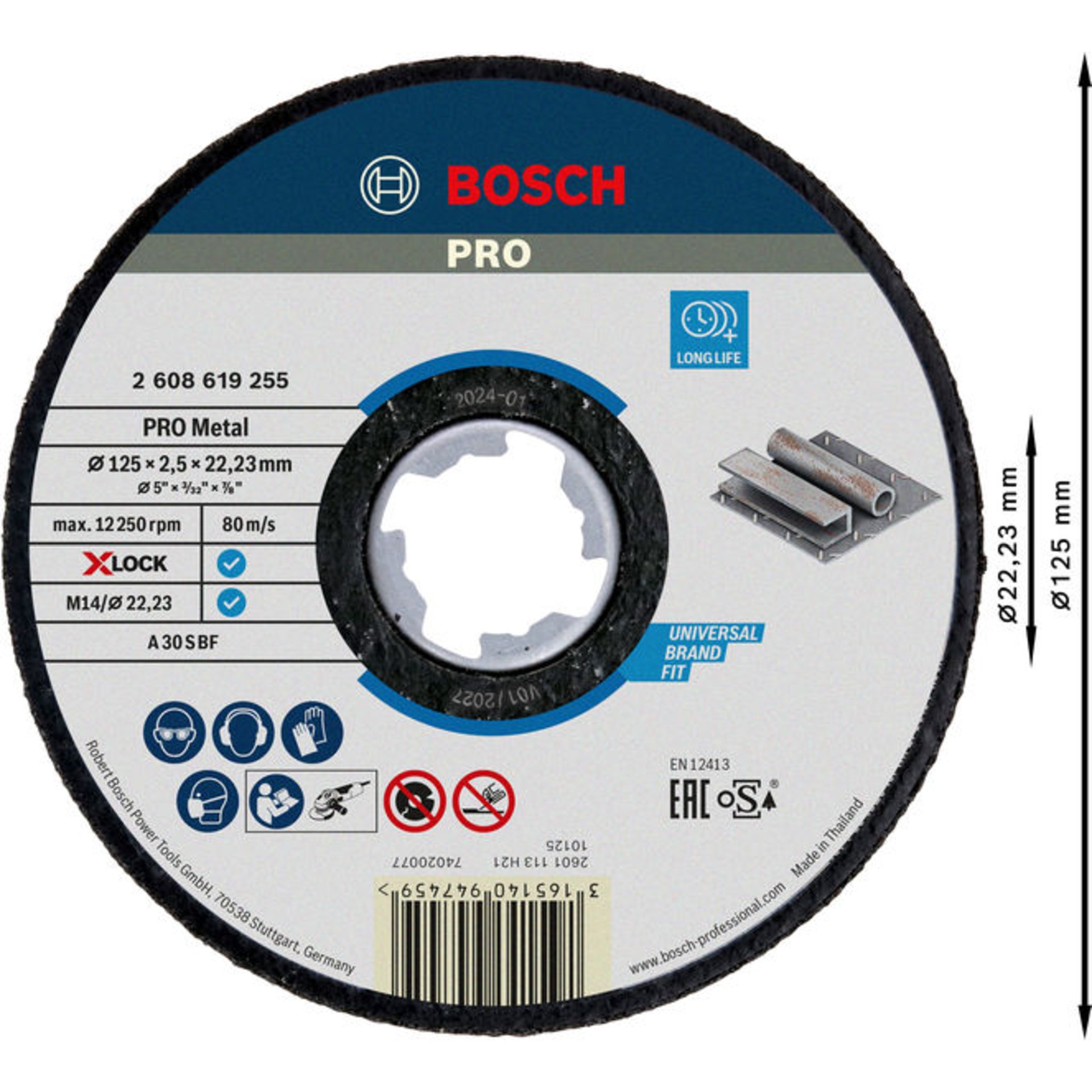PRO Metal X-Lock Trennscheibe, 125 x 2.5 x 22.23 mm, gerade, oSa