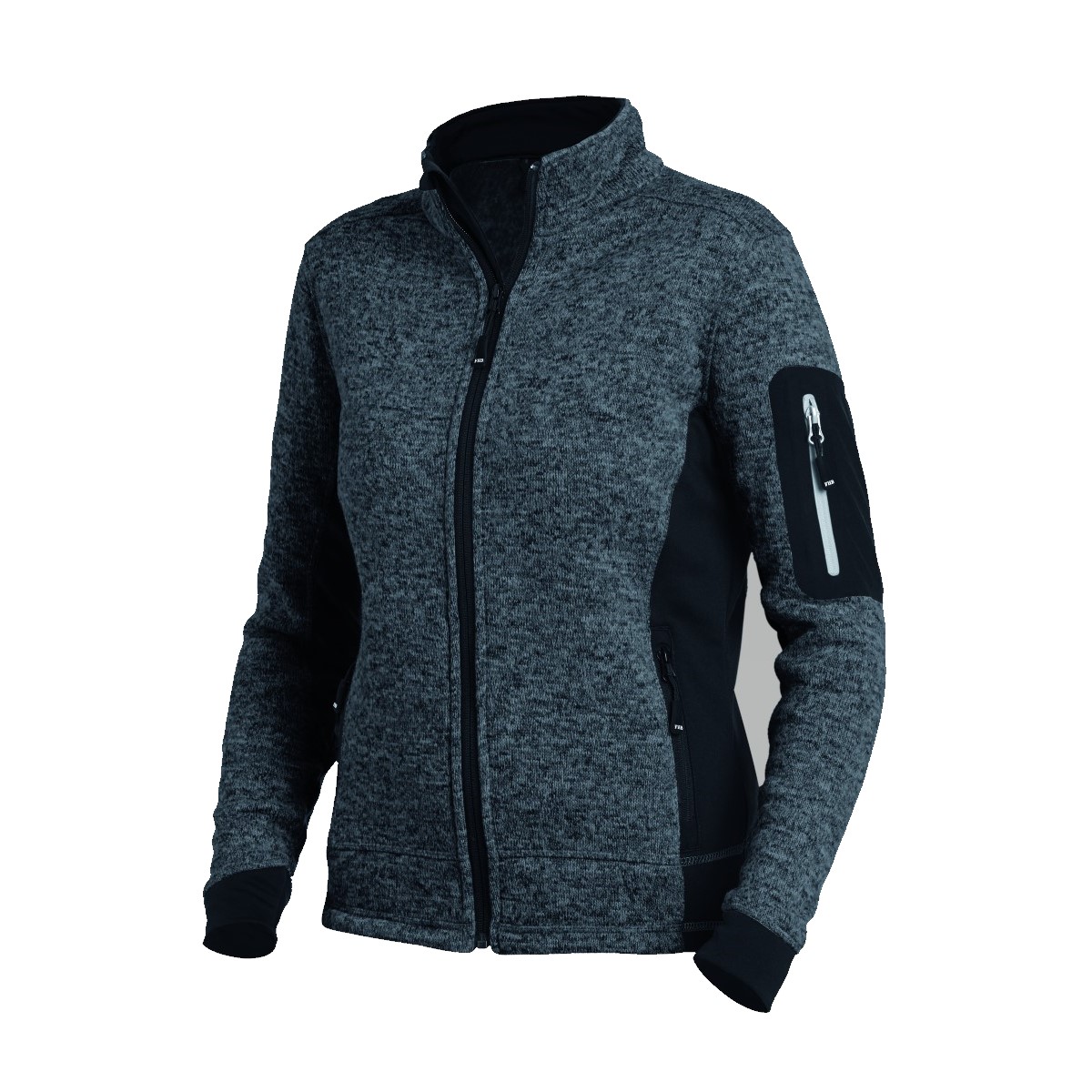FHB MARIEKE Strick-Fleece-Jacke Damen anthrazit-schwarz Gr. M