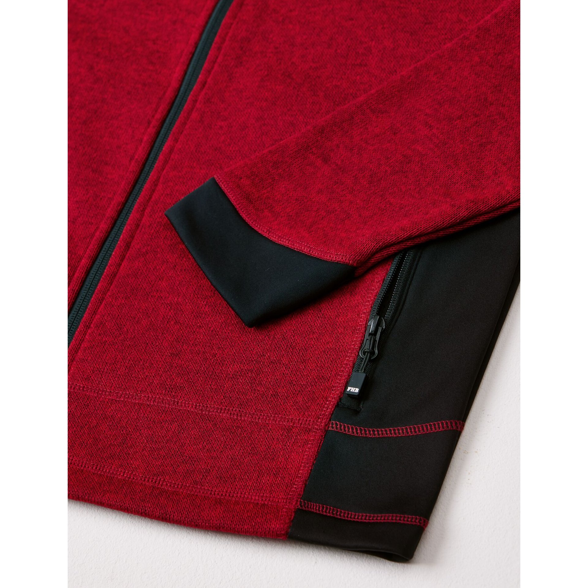 CHRISTOPH Strick-Fleece-Jacke Herren rot-schwarz M