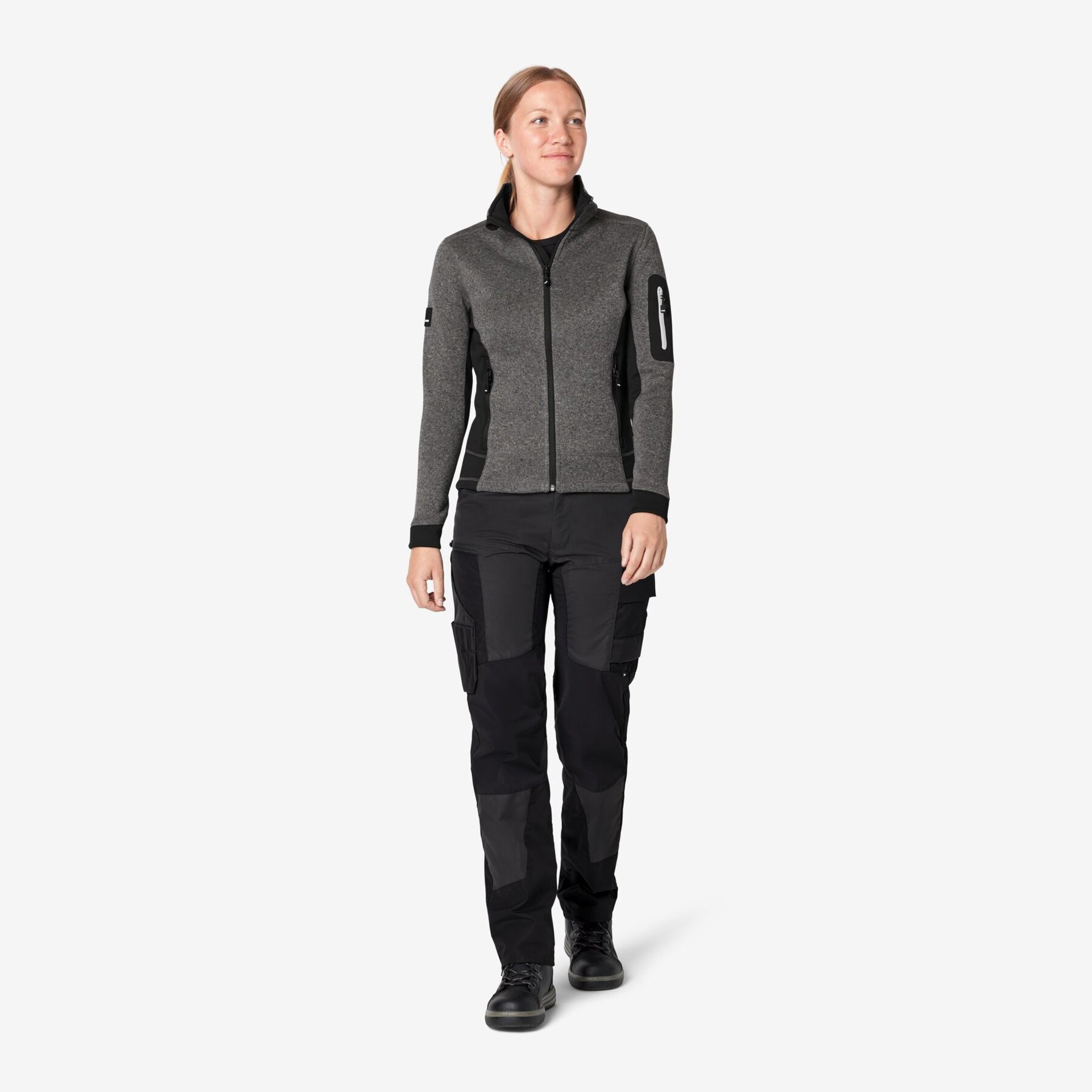 MARIEKE Strick-Fleece-Jacke Damen anthrazit-schwarz 2XL