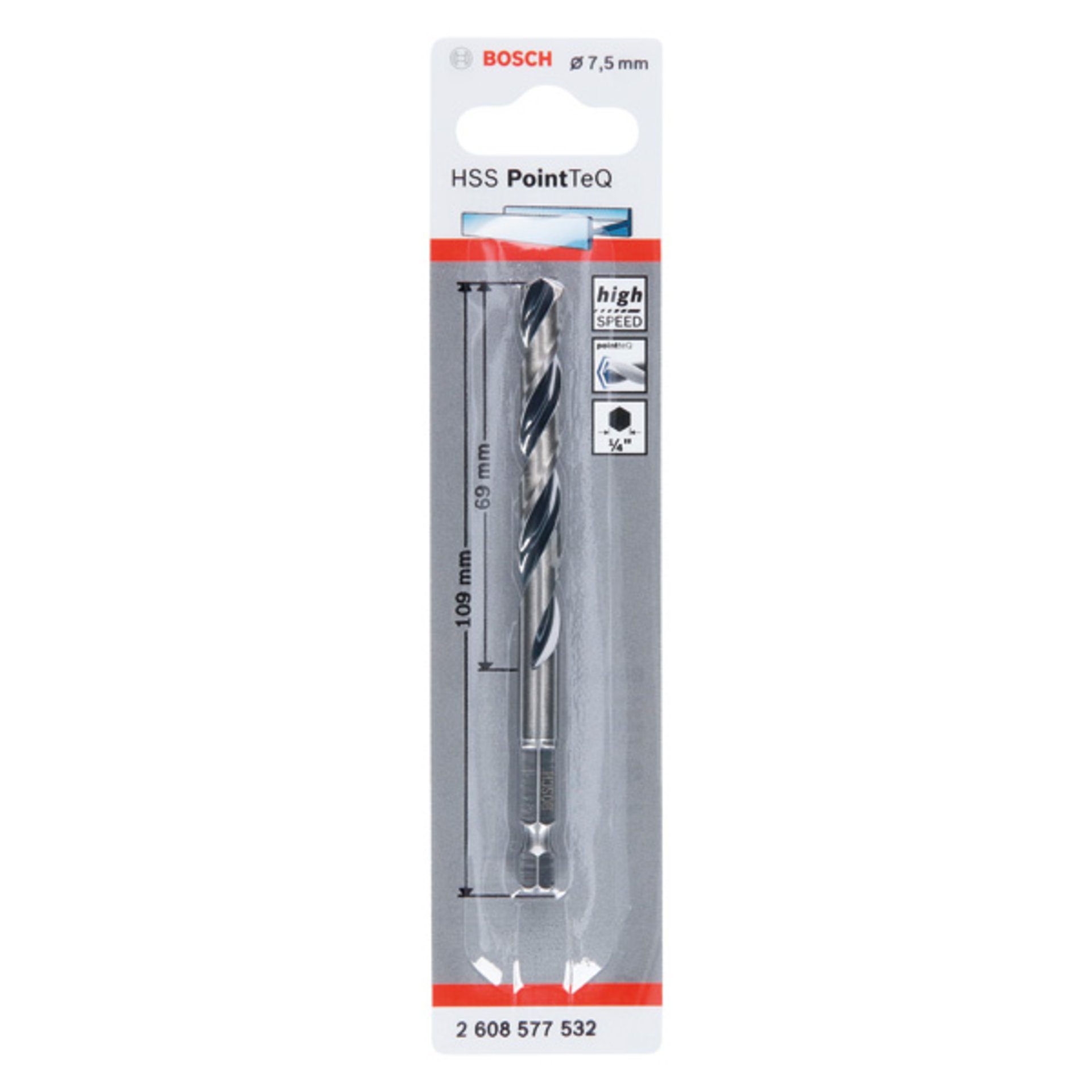 HSS PointTeQ Sechskantbohrer 7,5 mm