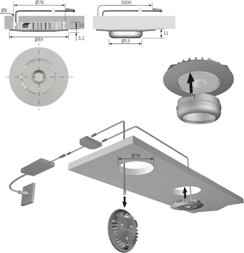 LED SuperSpot Eco EDS Op.nw, 12VDC, 4.5W, 3.0m